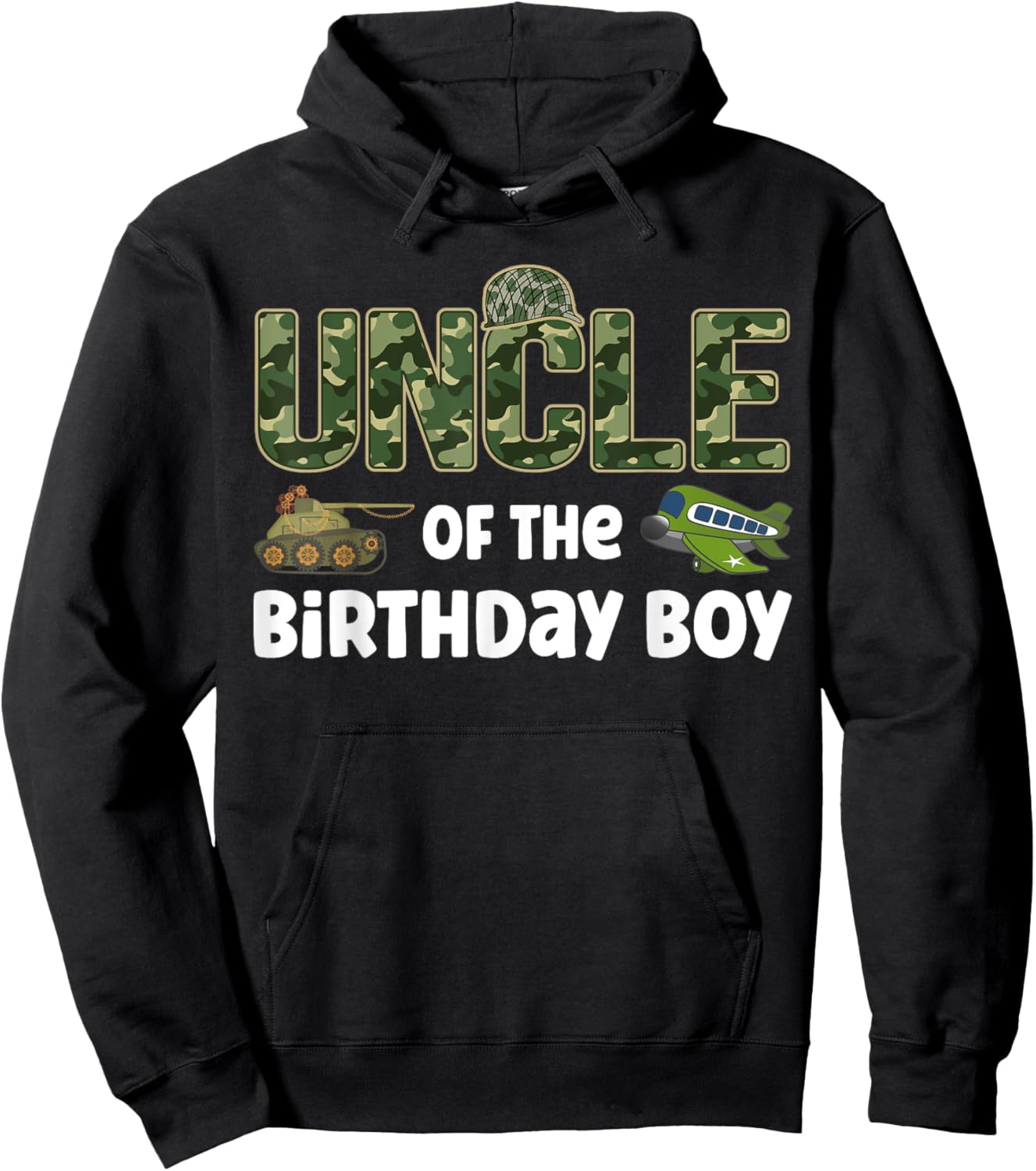 Uncle of the Birthday Boy Army Camouflage Birthday Party Hoodie - Hoodie | Black