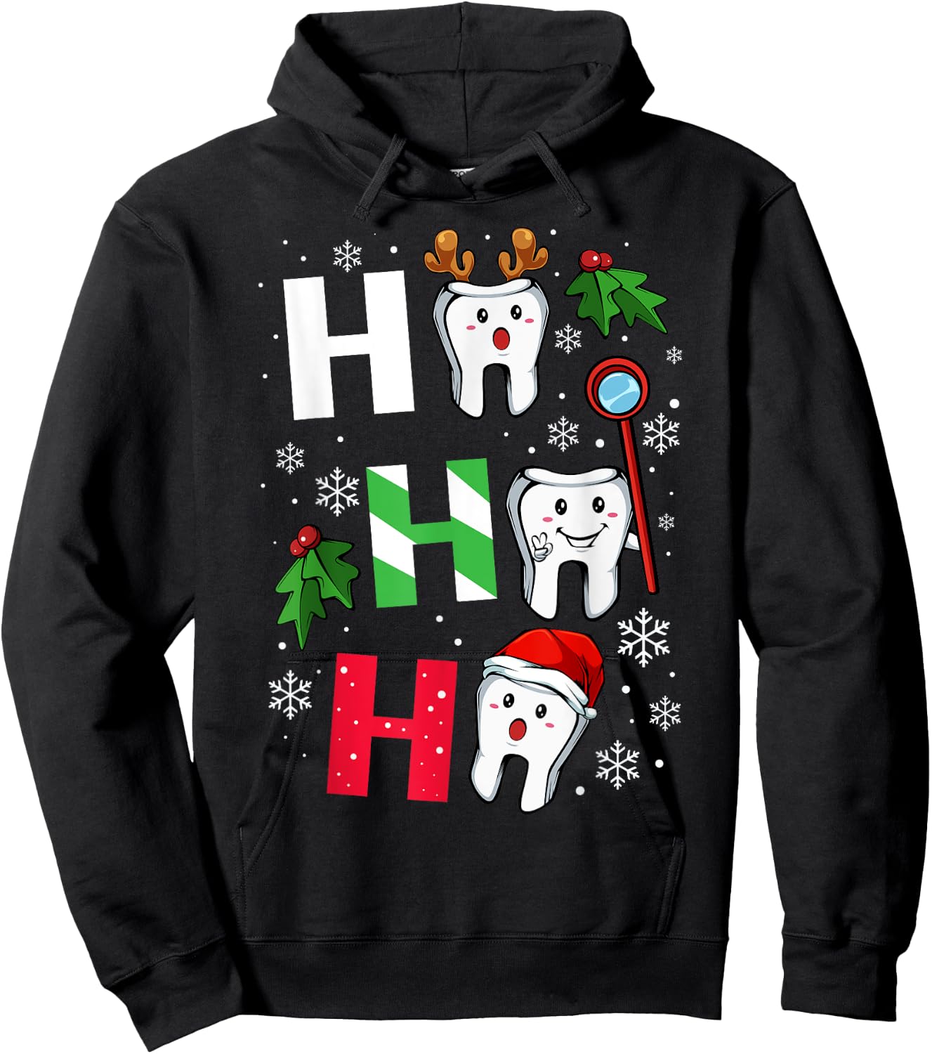 Dentist Christmas Ho Ho Ho Teeth Dental Student Merry Xmas Hoodie - Hoodie | Black