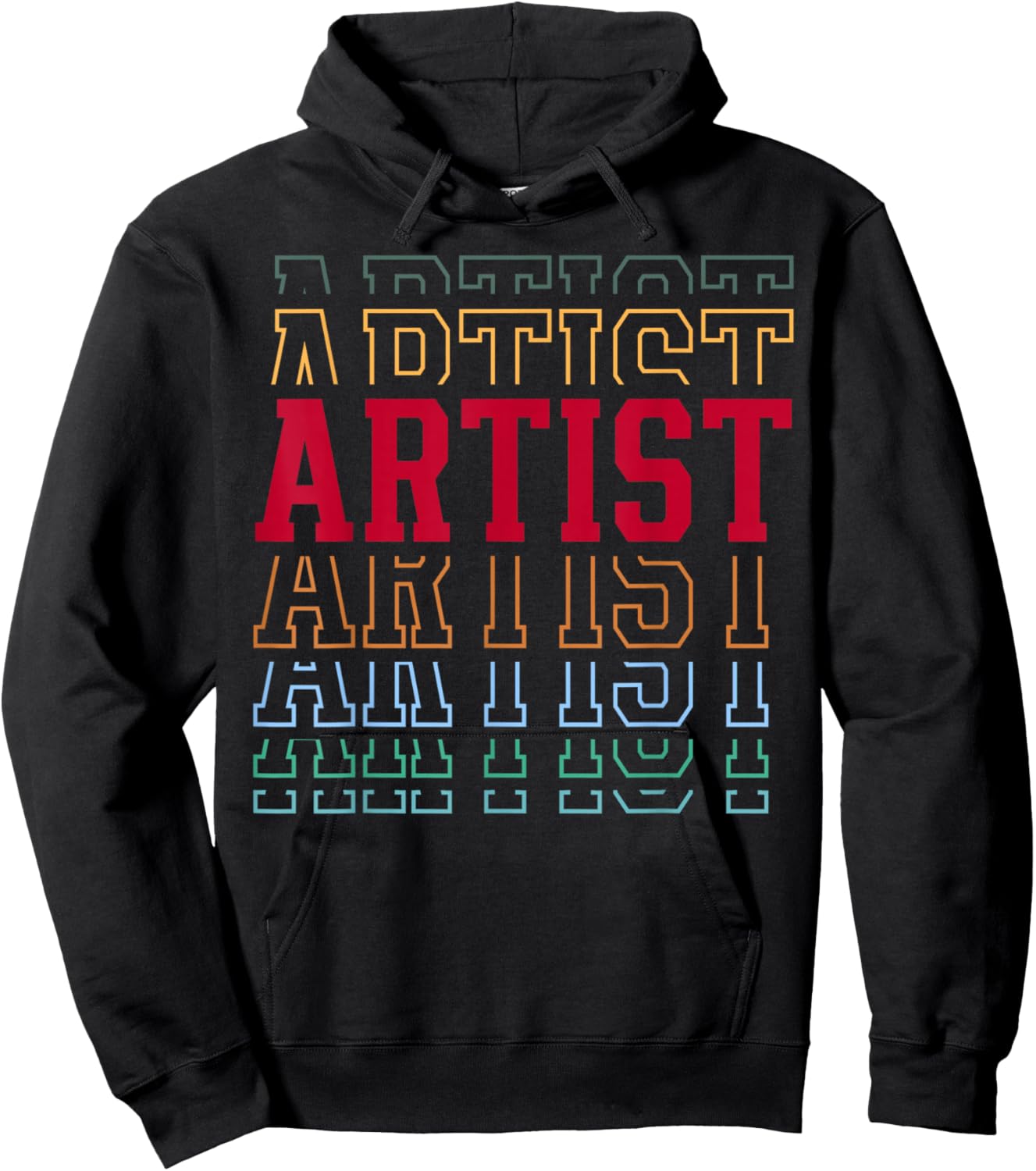 Artist Funny Retro Layered Text Art Men Women Hoodie - Hoodie | Black