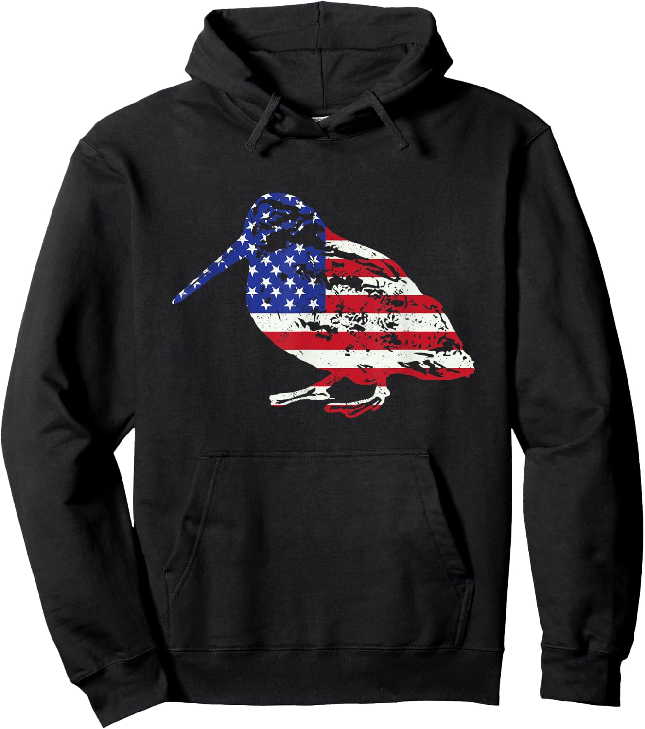 American Flag Woodcock Hunter Timberdoodle Bogsucker Gifts Hoodie - Hoodie | Black