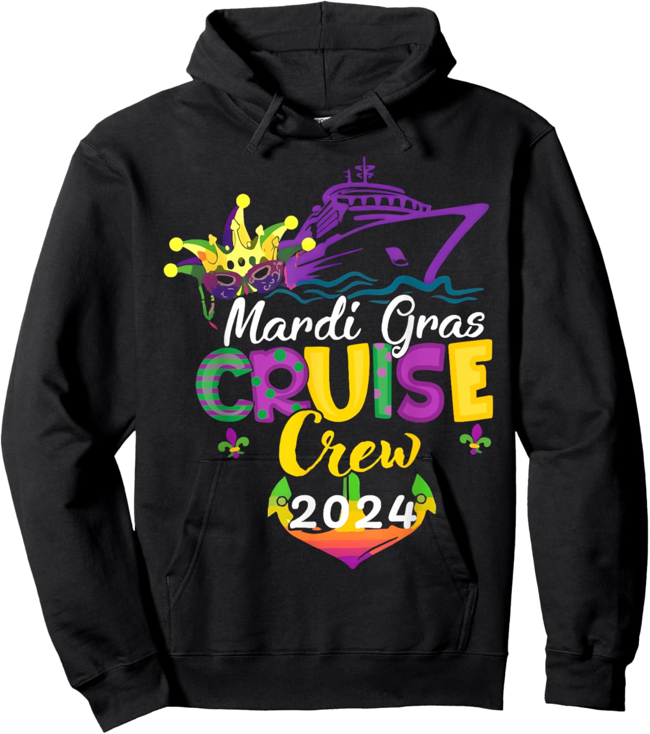 Mardi Gras Cruise 2024 Ship Family Matching Trip New Orleans Hoodie - Hoodie | Black