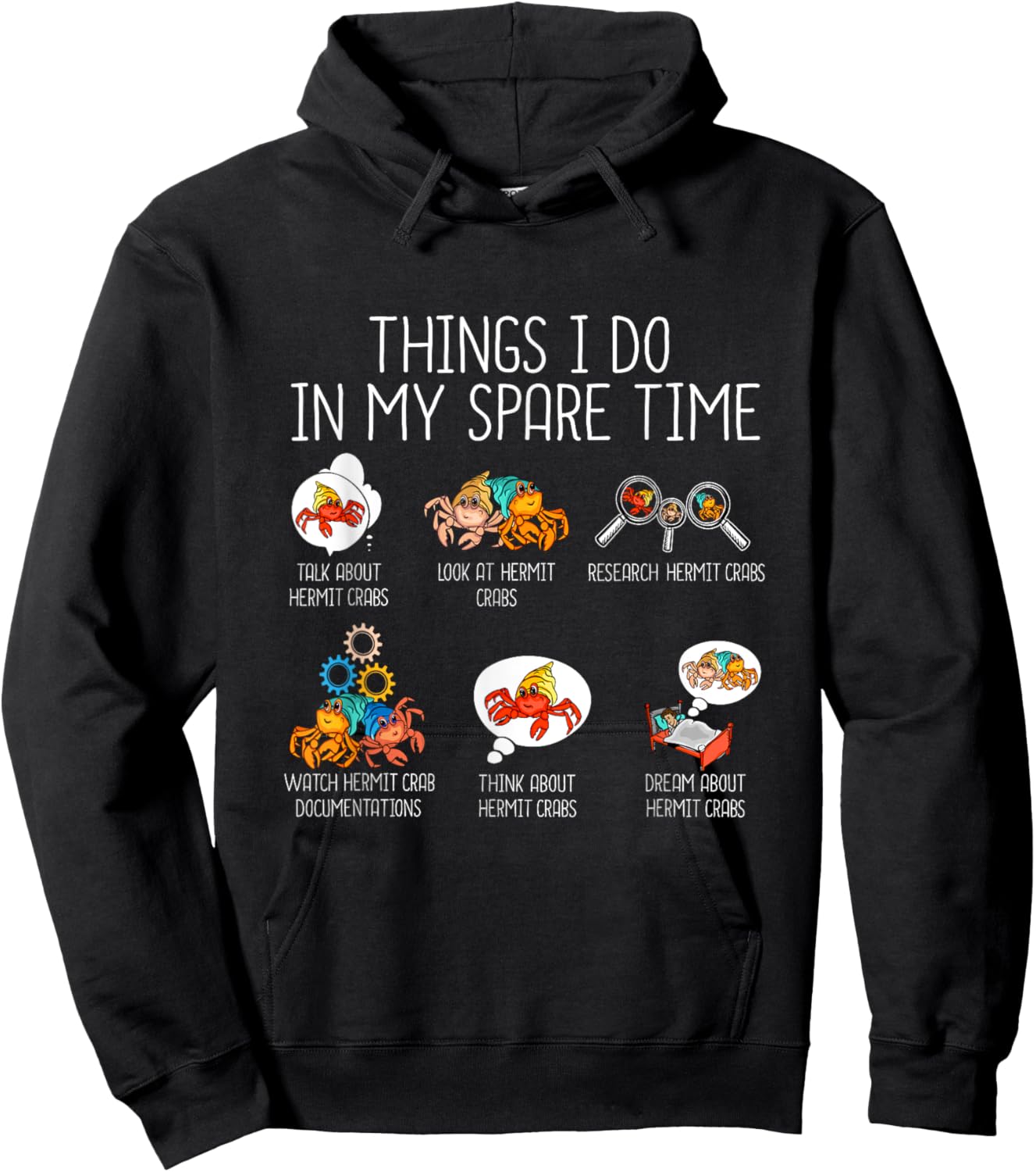 Funny Hermit Crab Pet Gifts -Adults Black Humorous/Whimsical Classic Fit Hoodie - Hoodie | Black