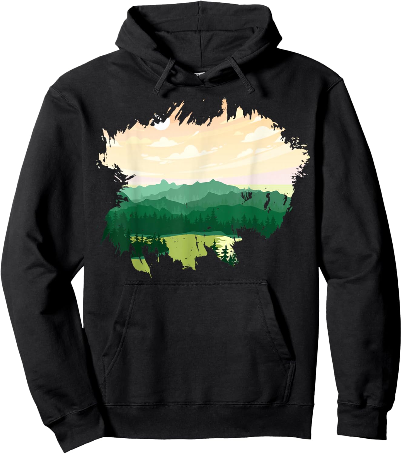 Timeless Mountain, Nature Trees and Forest Hoodie - Hoodie | Black