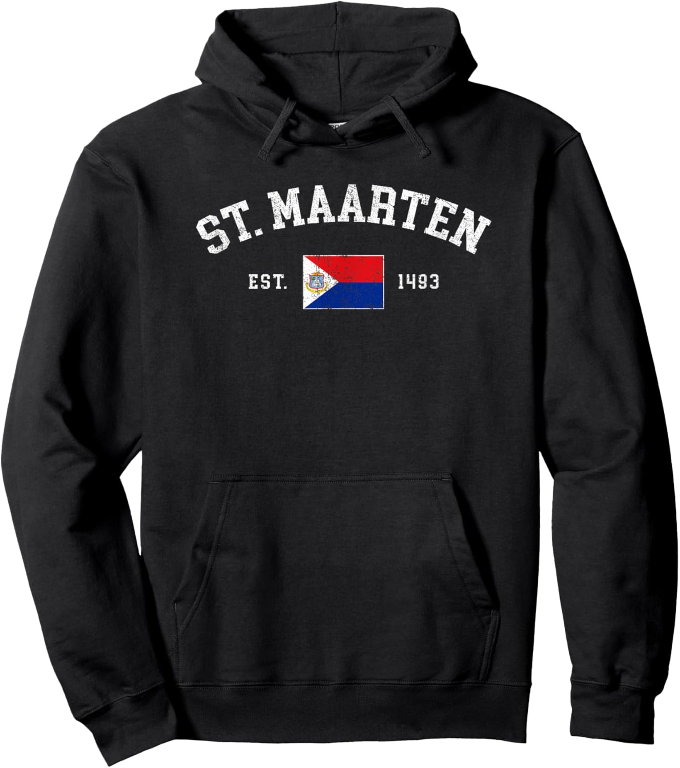 Vintage St Maarten Flag Est 1493 Retro Souvenir Hoodie - Hoodie | Black