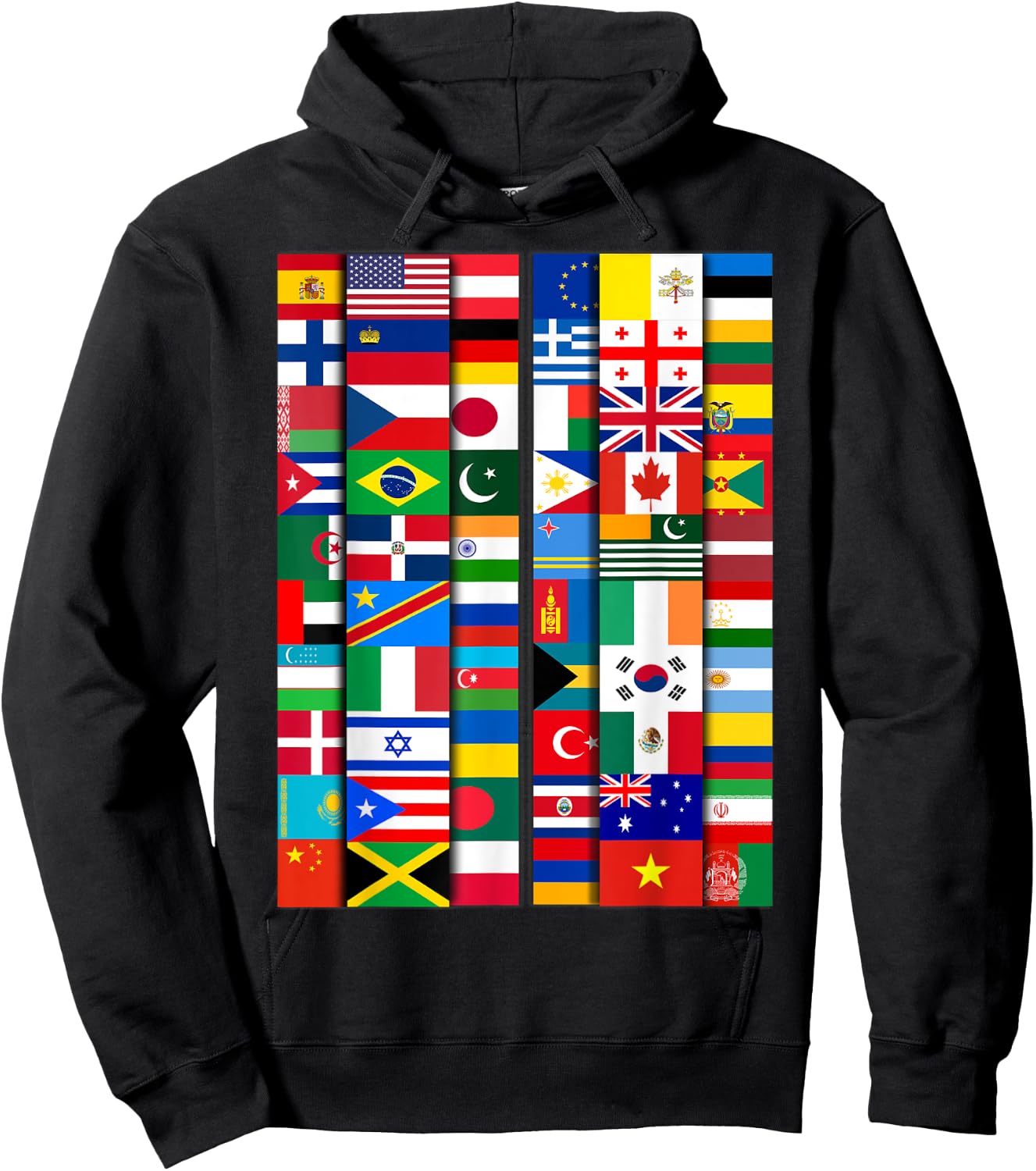 60 Flags of the Countries of the World, Global Unity Hoodie - Hoodie | Black