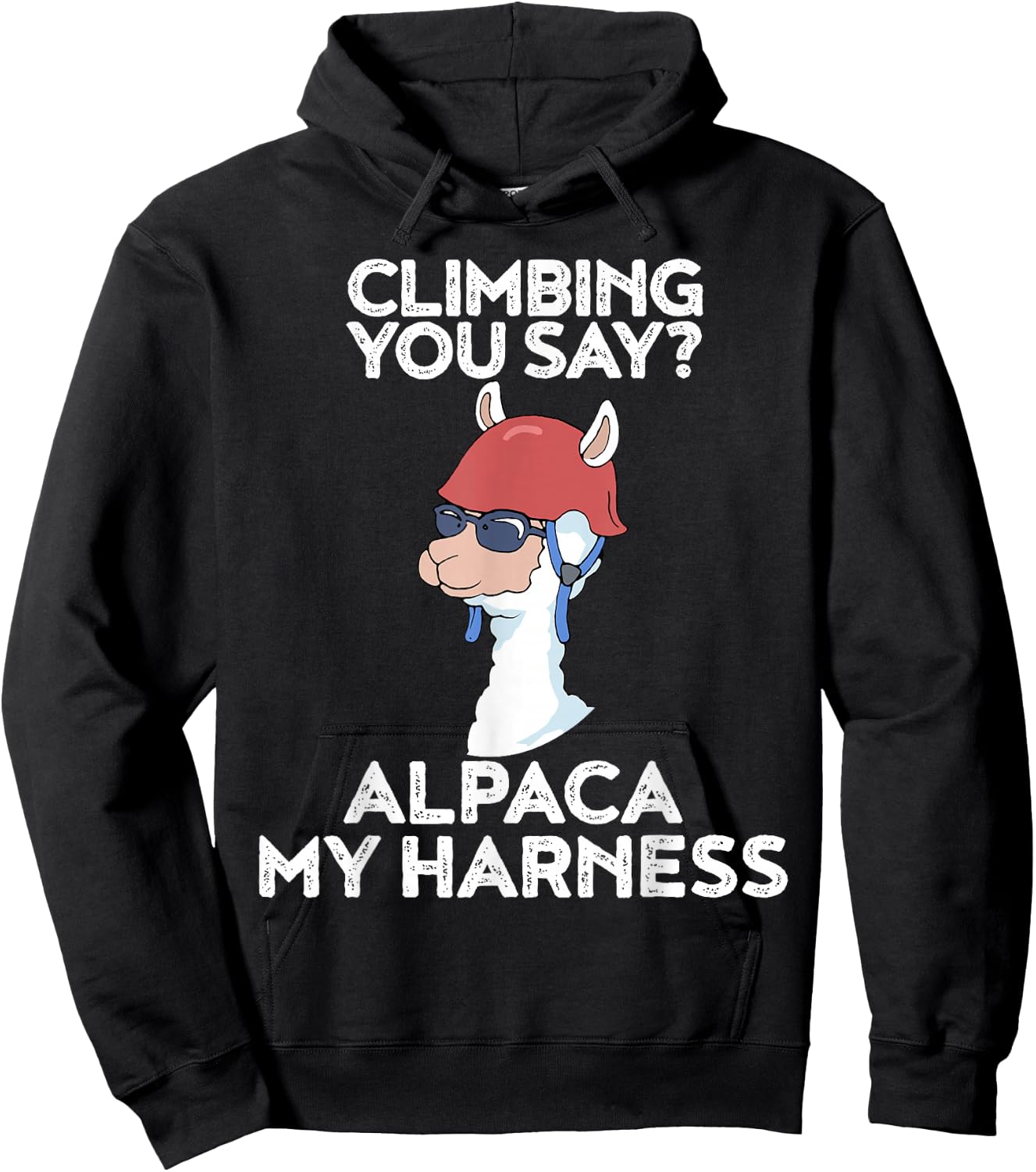 Funny Climbing Shirt Cute Alpaca Rock Climber Hoodie - Hoodie | Black