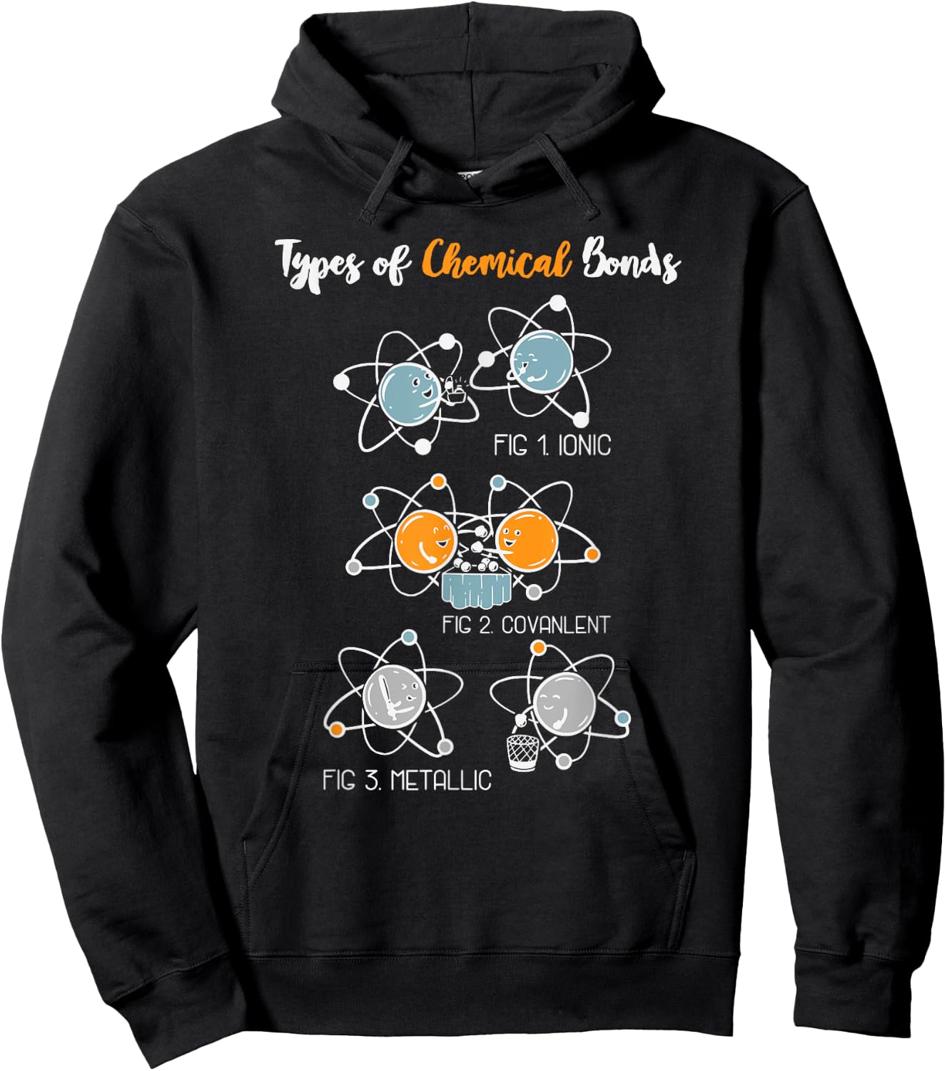 Types Of Chemical Bonds - Nerd Geek -Funny Chemistry Student Hoodie - Hoodie | Black