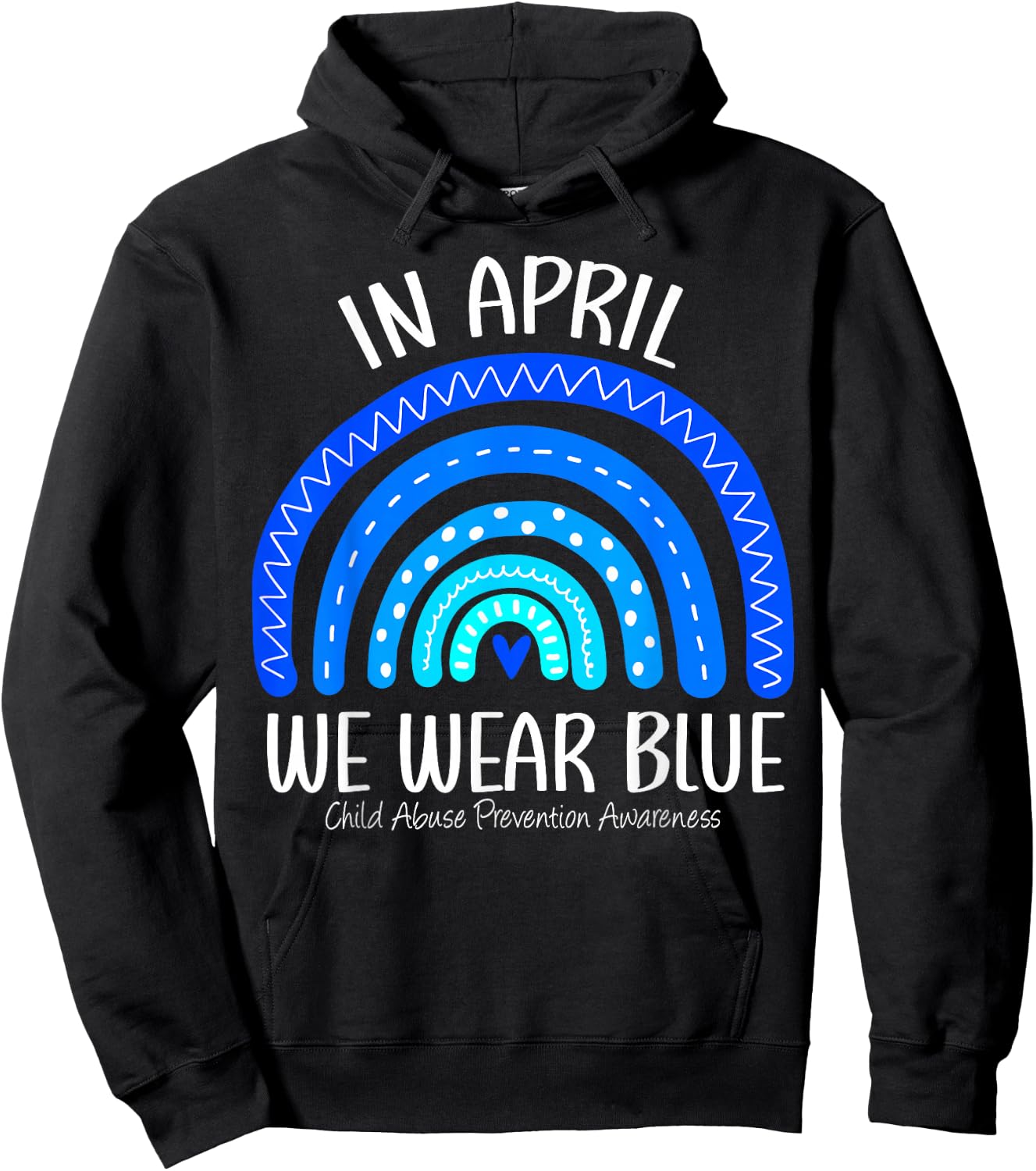 Rainbow April We Wear Blue Child Abuse Prevention Awareness Hoodie - Hoodie | Black