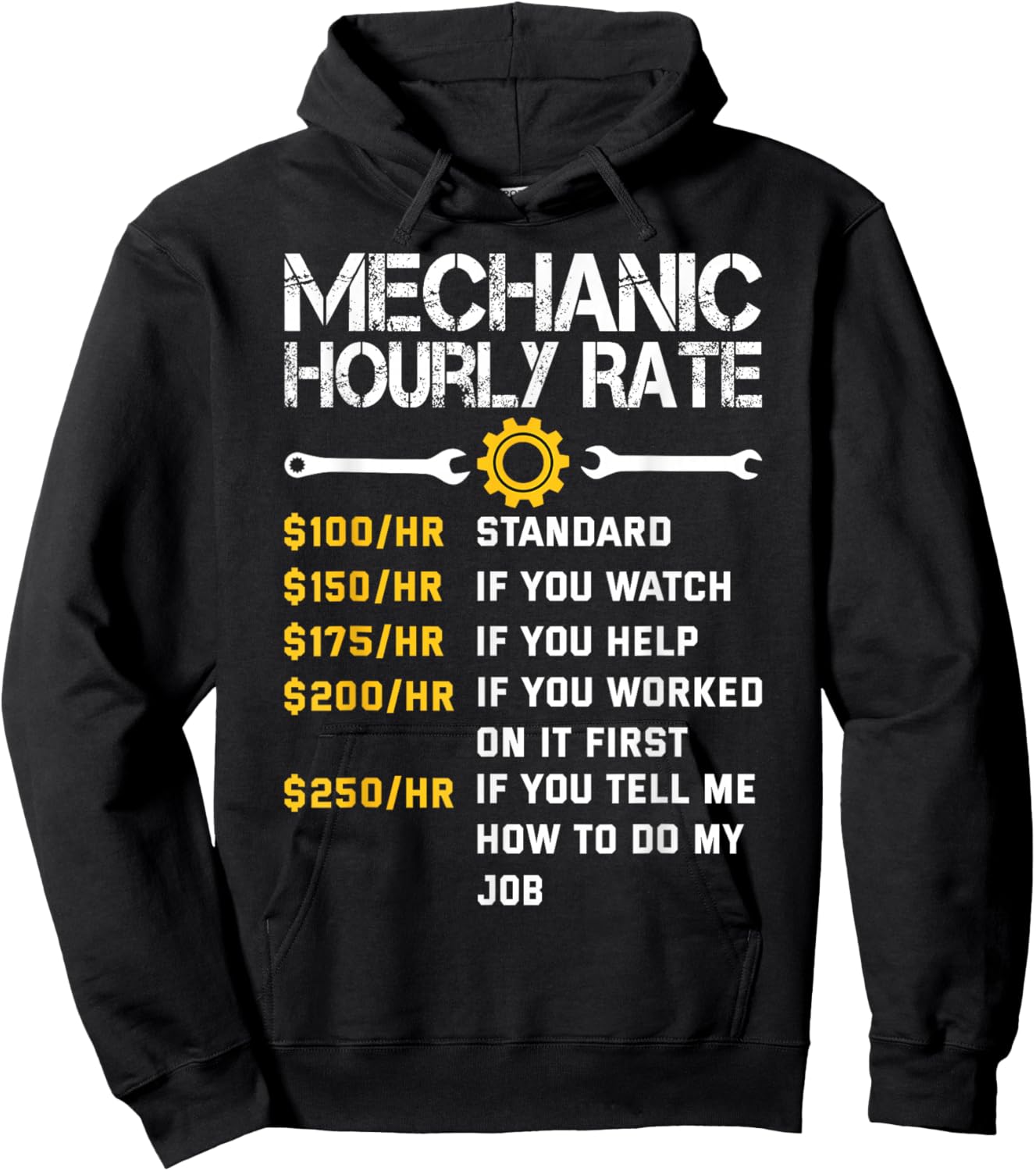 Mechanic Hourly Rate Funny Mechanics Labor Rates Men Hoodie - Hoodie | Black