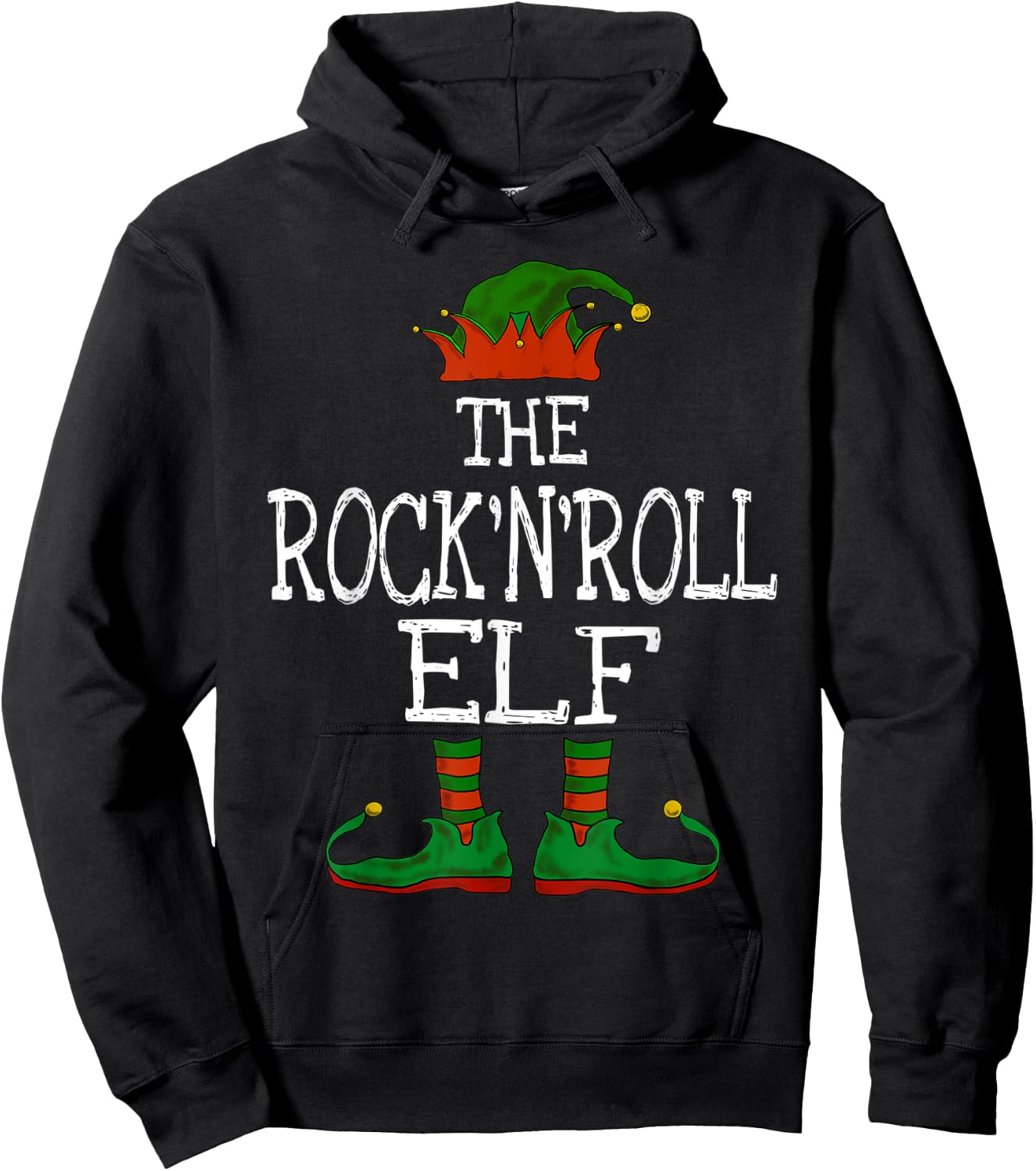 The Rock'n'Roll Elf Family Matching Funny Christmas Gift Hoodie - Hoodie | Black