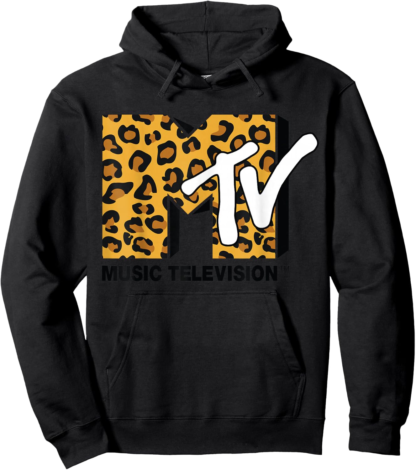 Classic Mtv Logo Leopard Print Hoodie - Hoodie | Black