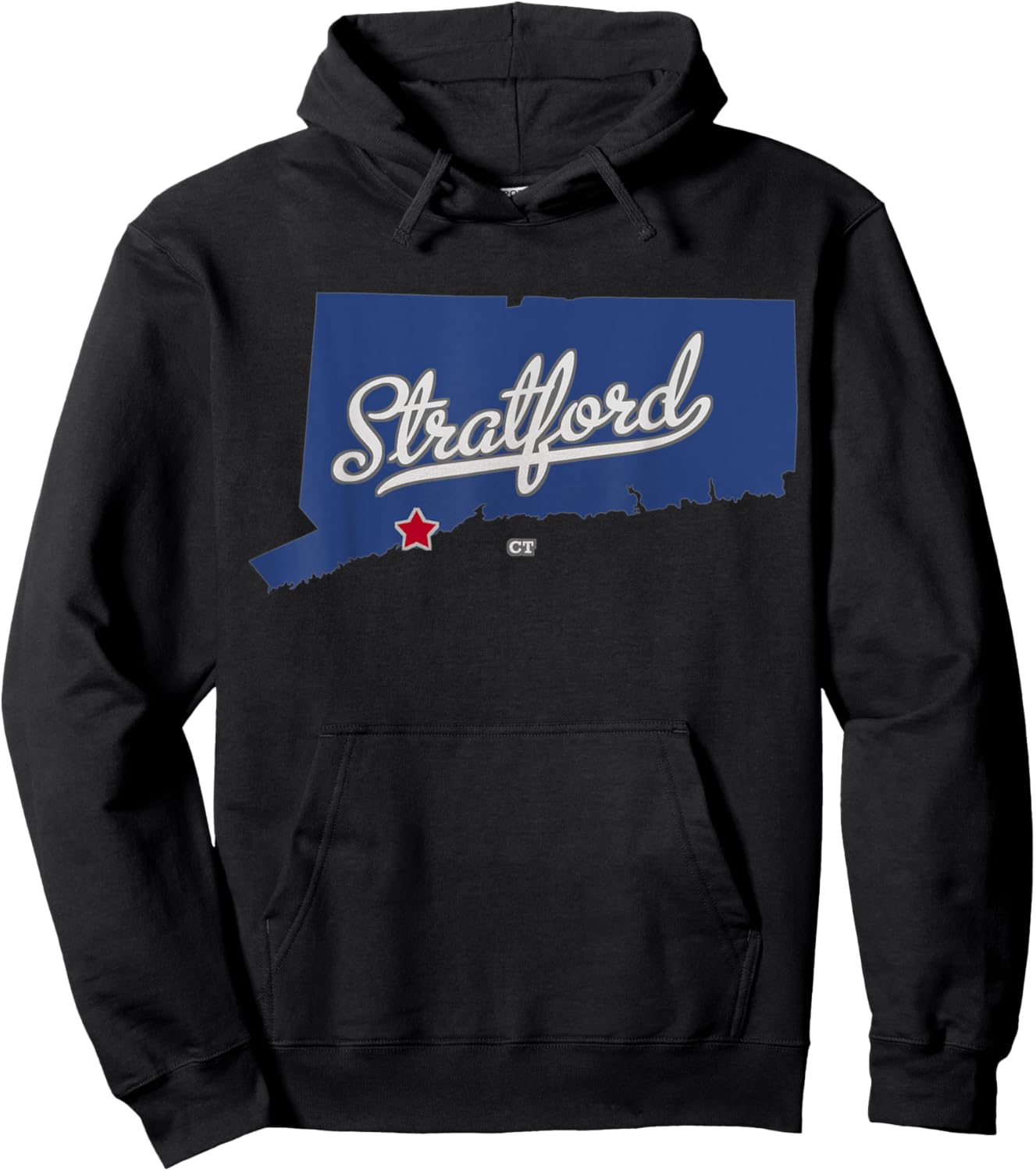 Stratford Connecticut CT Map Hoodie - Hoodie | Black