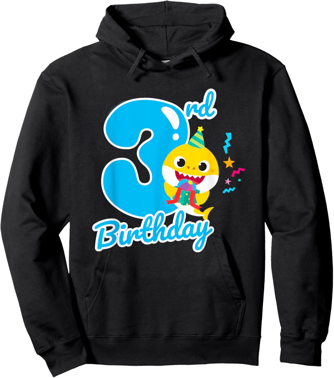 Baby Shark 3rd Birthday Blue 3 Years Hoodie - Hoodie | Black
