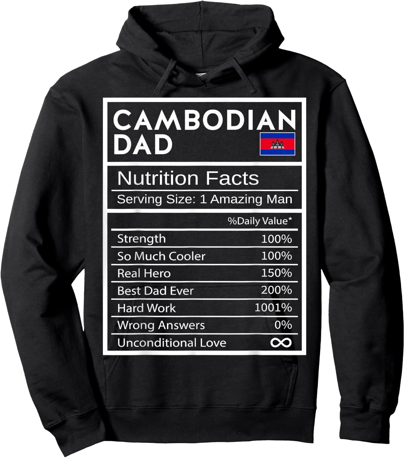 Cambodian Dad Nutrition Facts National Pride Gift Dad Hoodie - Hoodie | Black