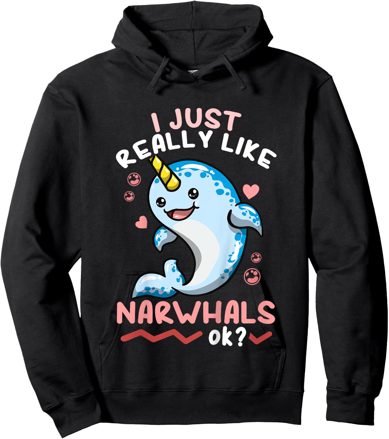 Kids Narwhal Cute Hoodie - Hoodie | Black