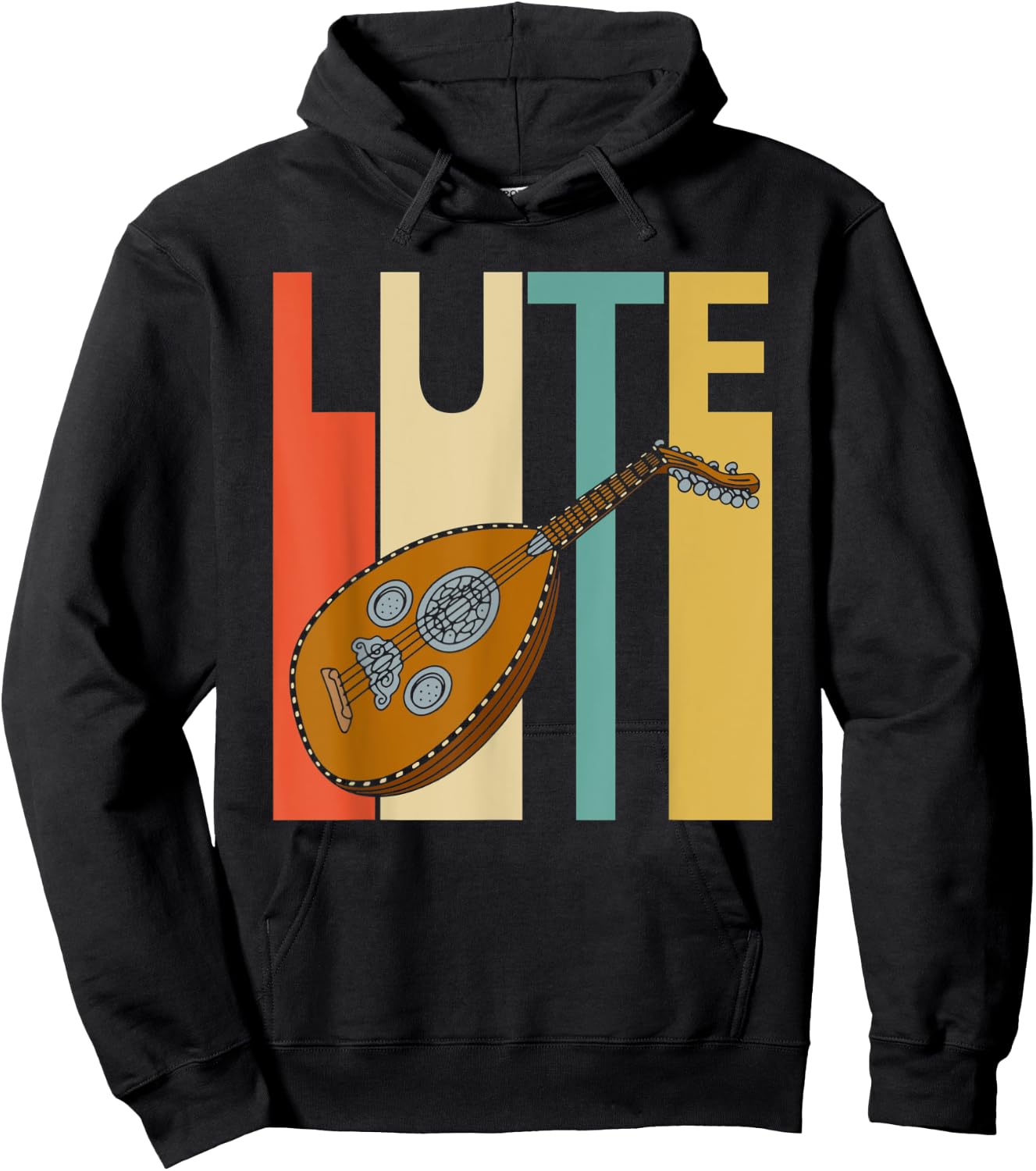 Vintage Lute Player Musician Gift Hoodie - Hoodie | Black
