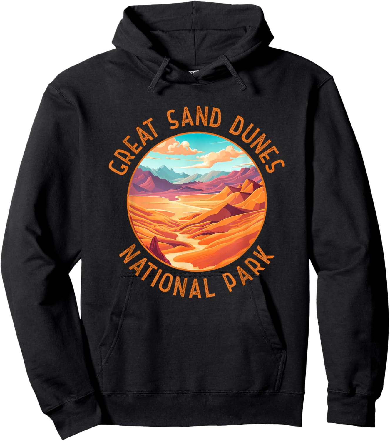 Great Sand Dunes National Park Art Distressed Circle Hoodie - Hoodie | Black
