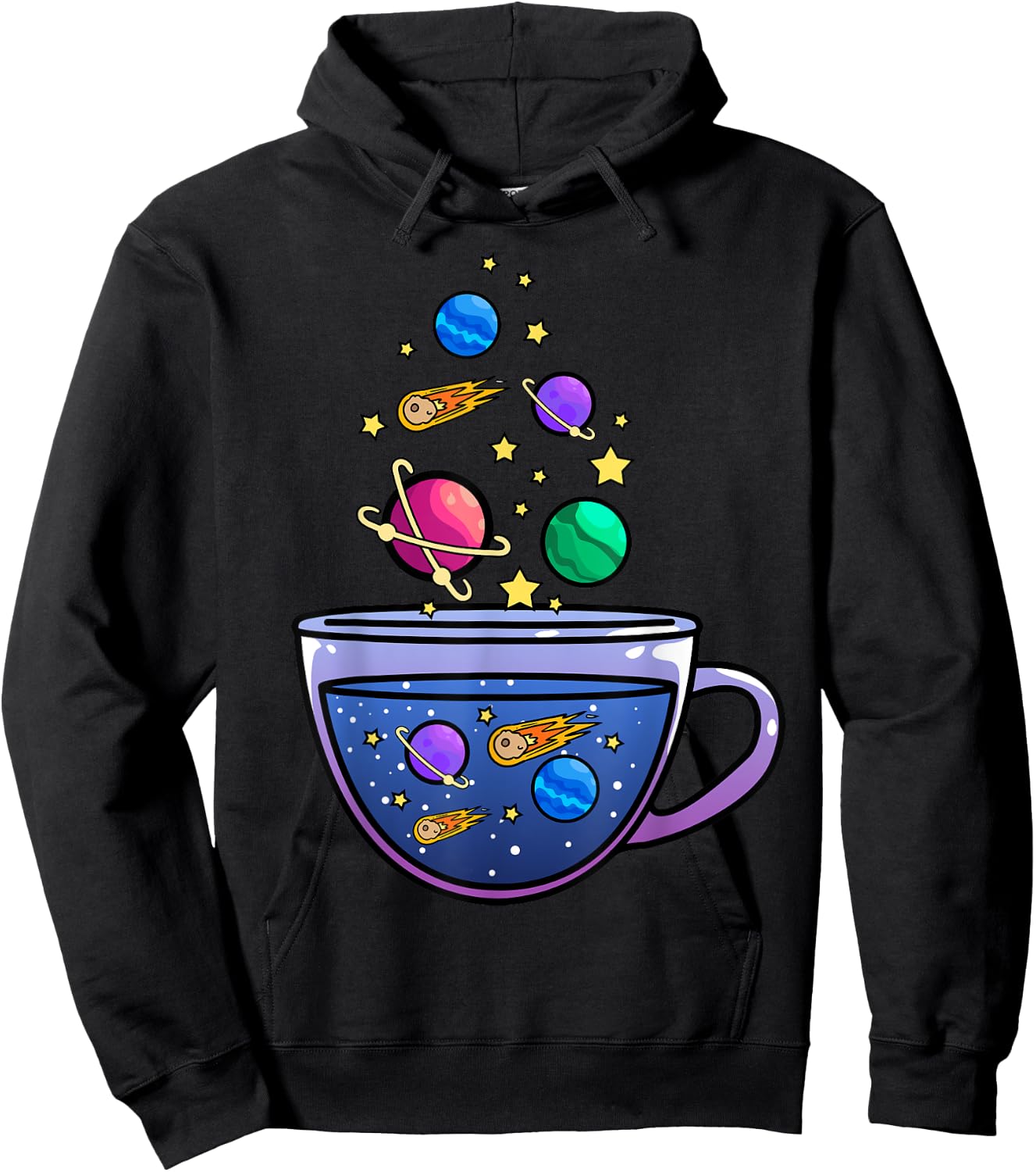 Unique Space Design Galaxy in a Teacup Universe Mars Moon Hoodie - Hoodie | Black
