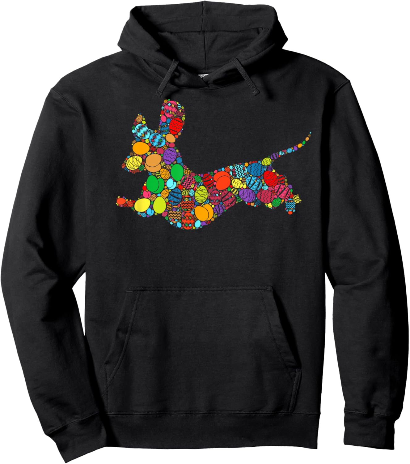 Easter Day Colorful Basket Egg Hunting Eggs - Dog Dachshund Hoodie - Hoodie | Black