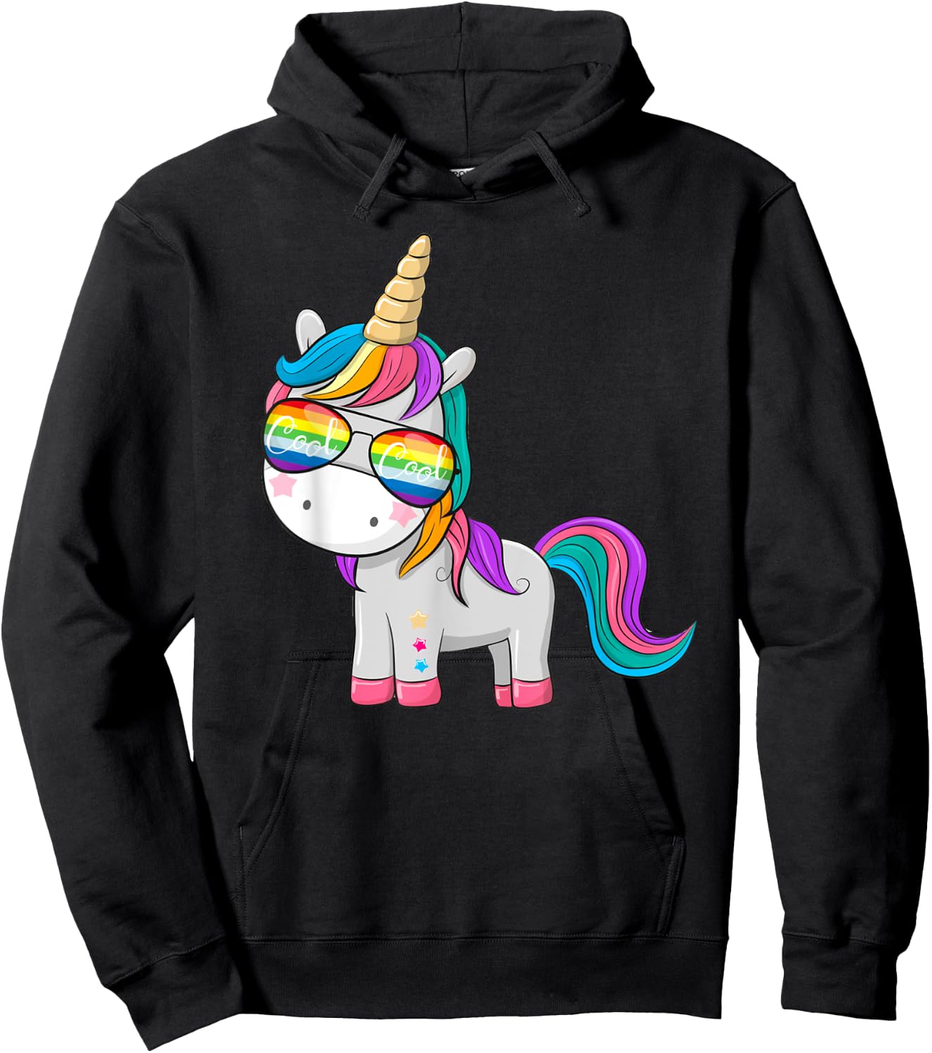 Unicorn with Cool Sunglasses Hoodie - Hoodie | Black