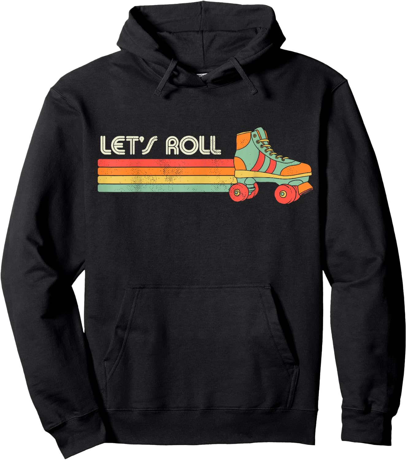 Let's Roll Roller Skating Skate Retro Vintage 70s 80s Hoodie - Hoodie | Black