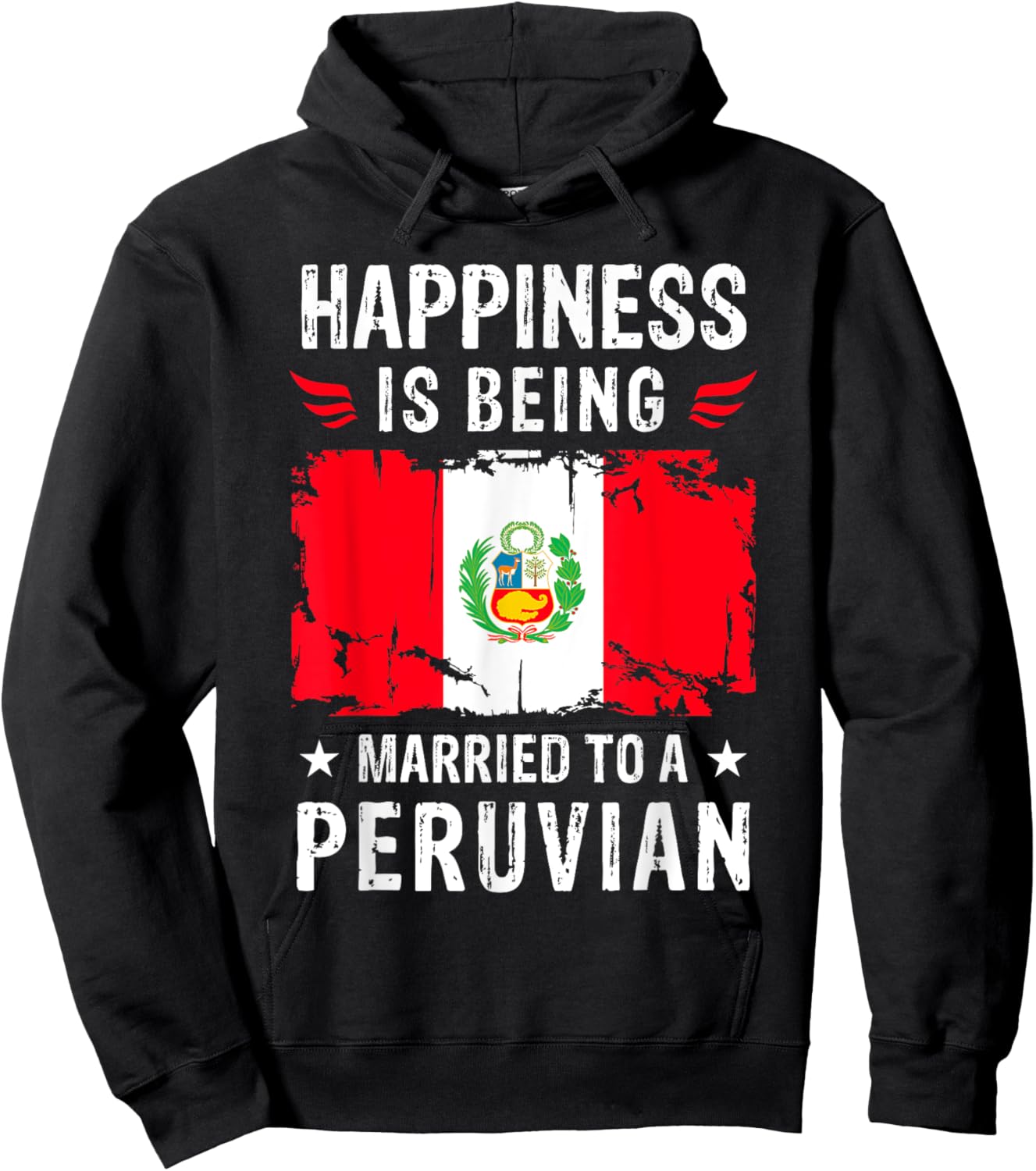 Happiness is Being Married To a Peruvian Husband Wife Peru Hoodie - Hoodie | Black