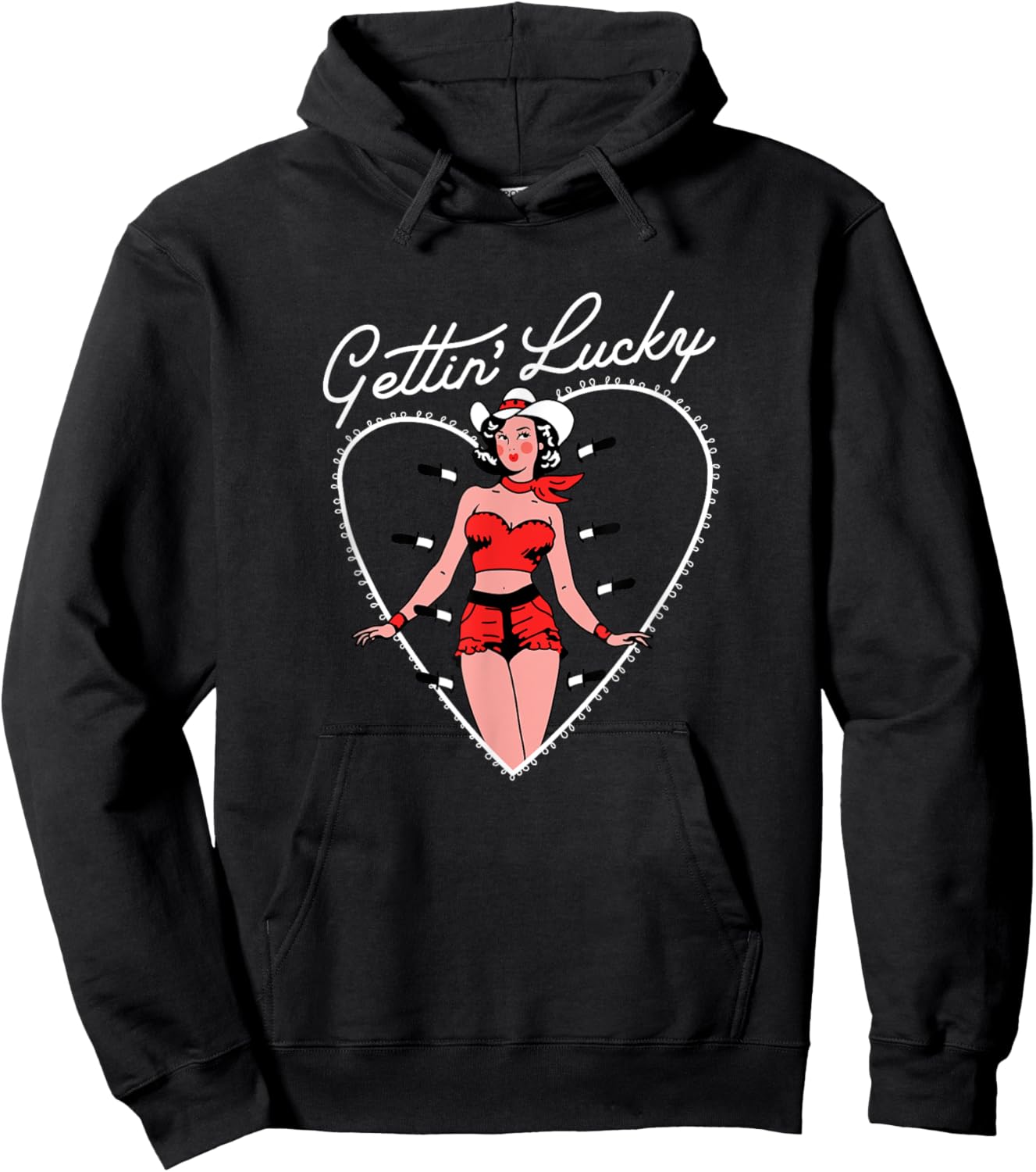 Funny Valentine Gettin' Lucky Hoodie - Hoodie | Black