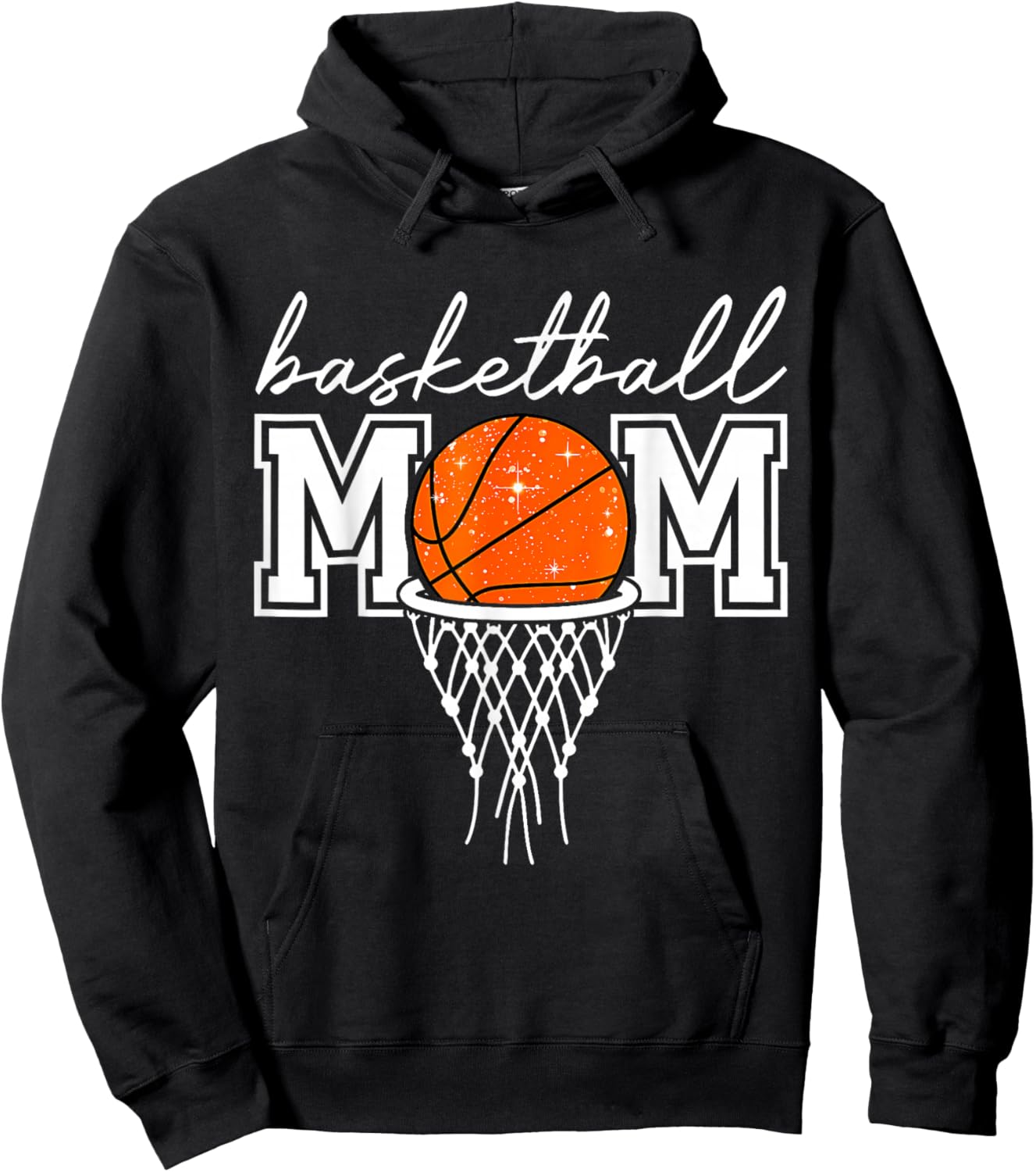 Basketball Mom Mother Leopard Basketball Hoop Net Game Day Hoodie - Hoodie | Black