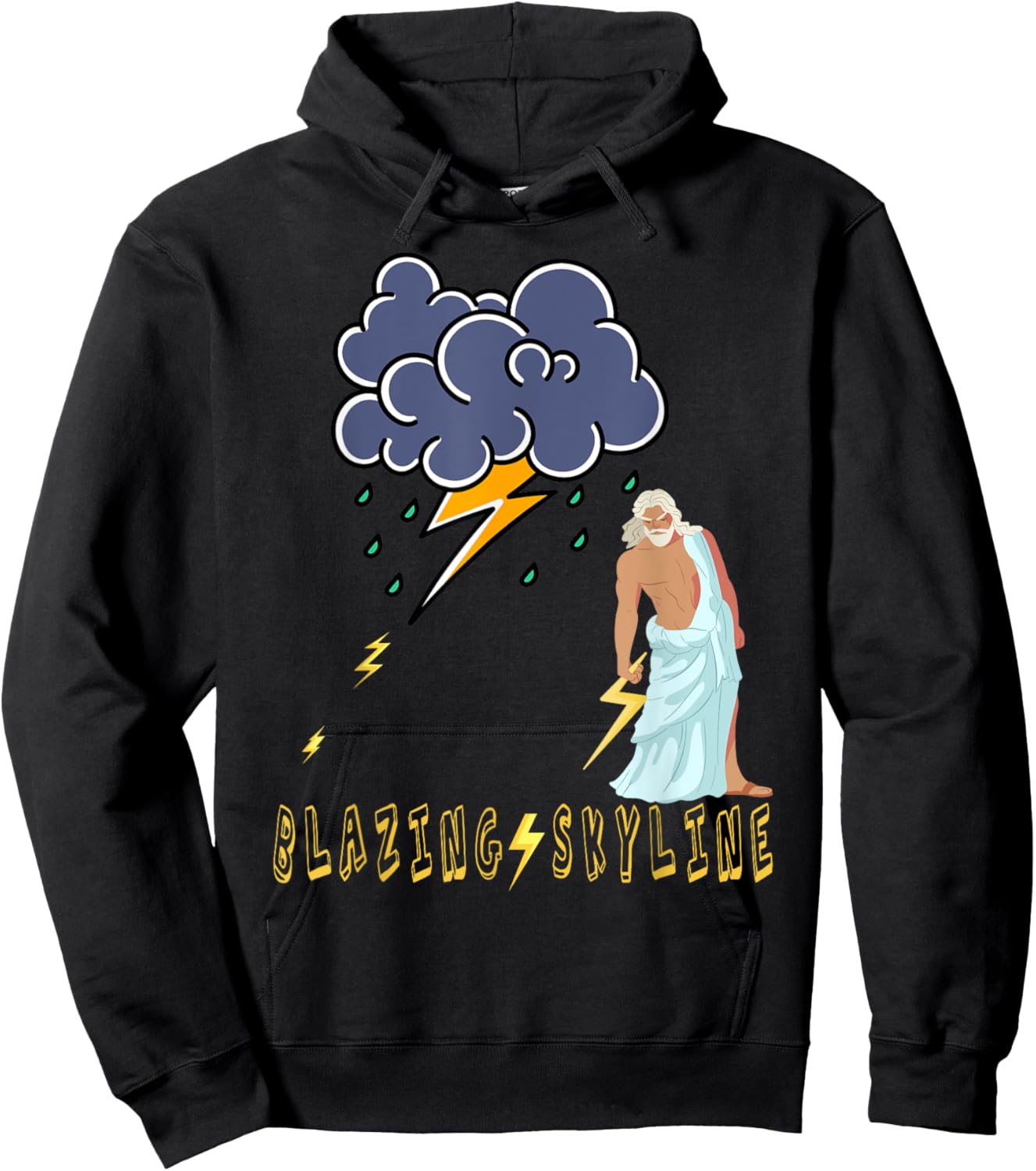 Zeus Greek God Thunder Lightning Bolt Storm Retro Mythology Hoodie - Hoodie | Black