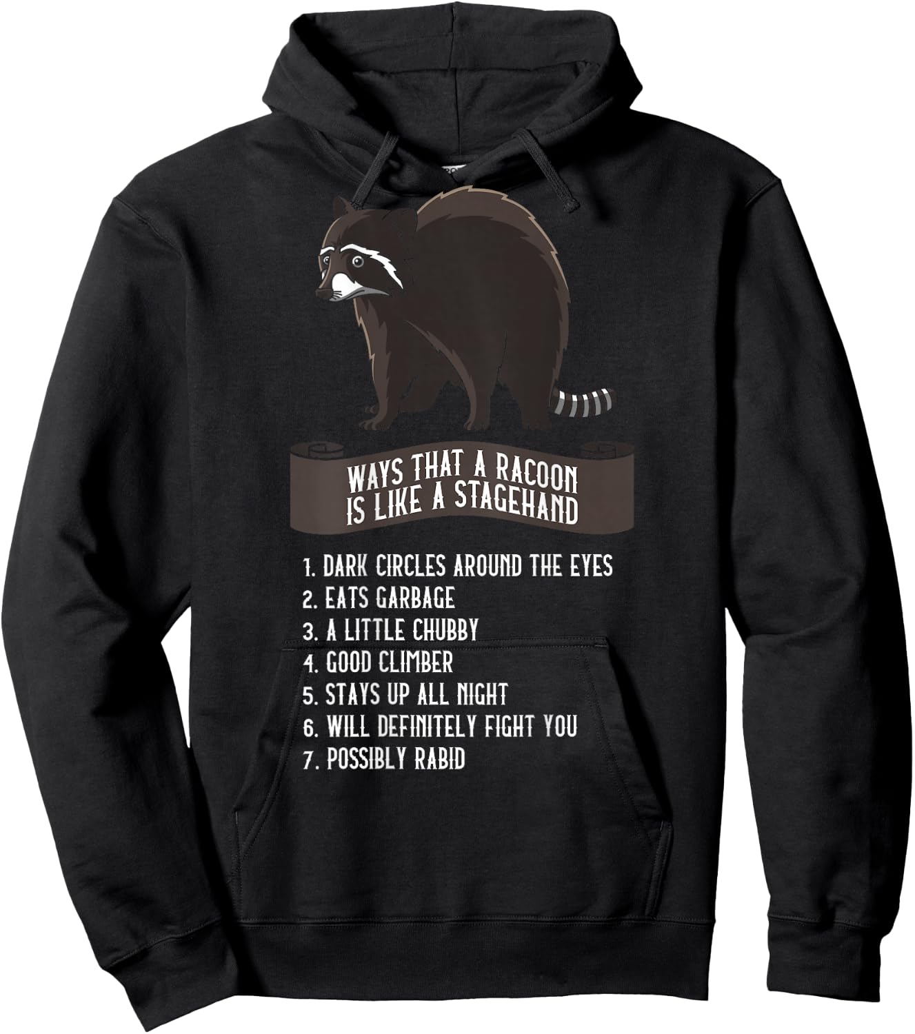 Stage Crew Stagehand Like A Racoon Light Guy Hoodie - Hoodie | Black