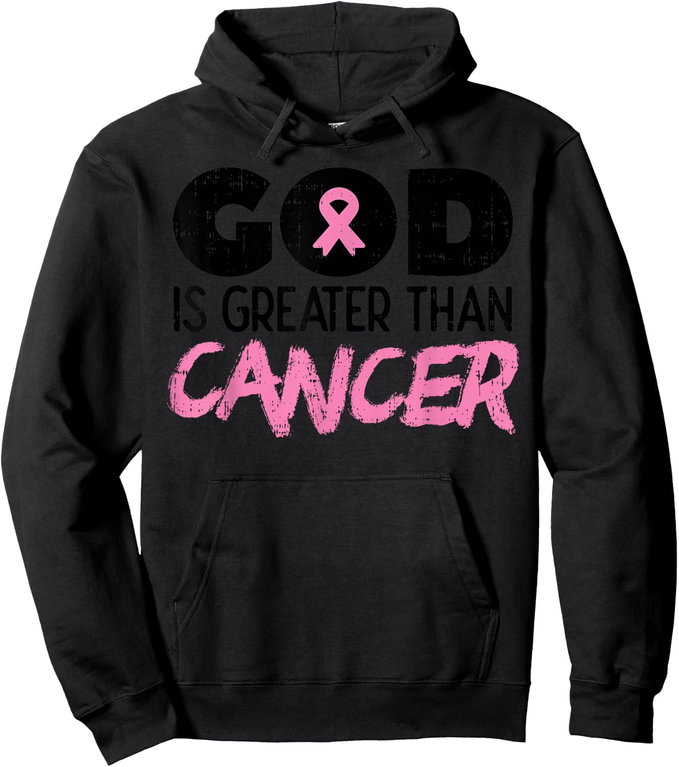 God Is Greater Than Cancer Breast Cancer Awareness Hope Gift Hoodie - Hoodie | Black