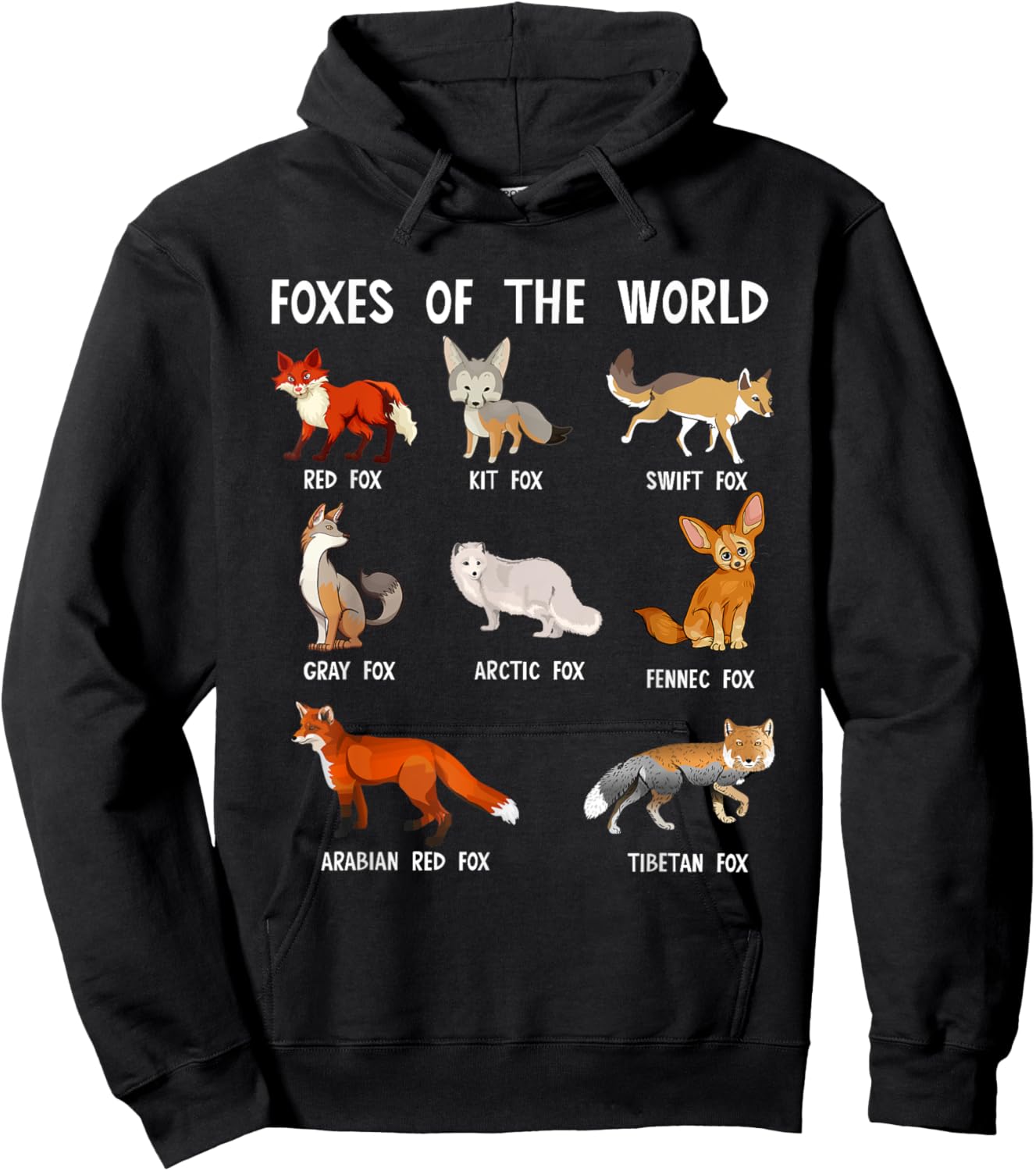 Fox Types Animal Cute Foxes Of The World Hoodie - Hoodie | Black