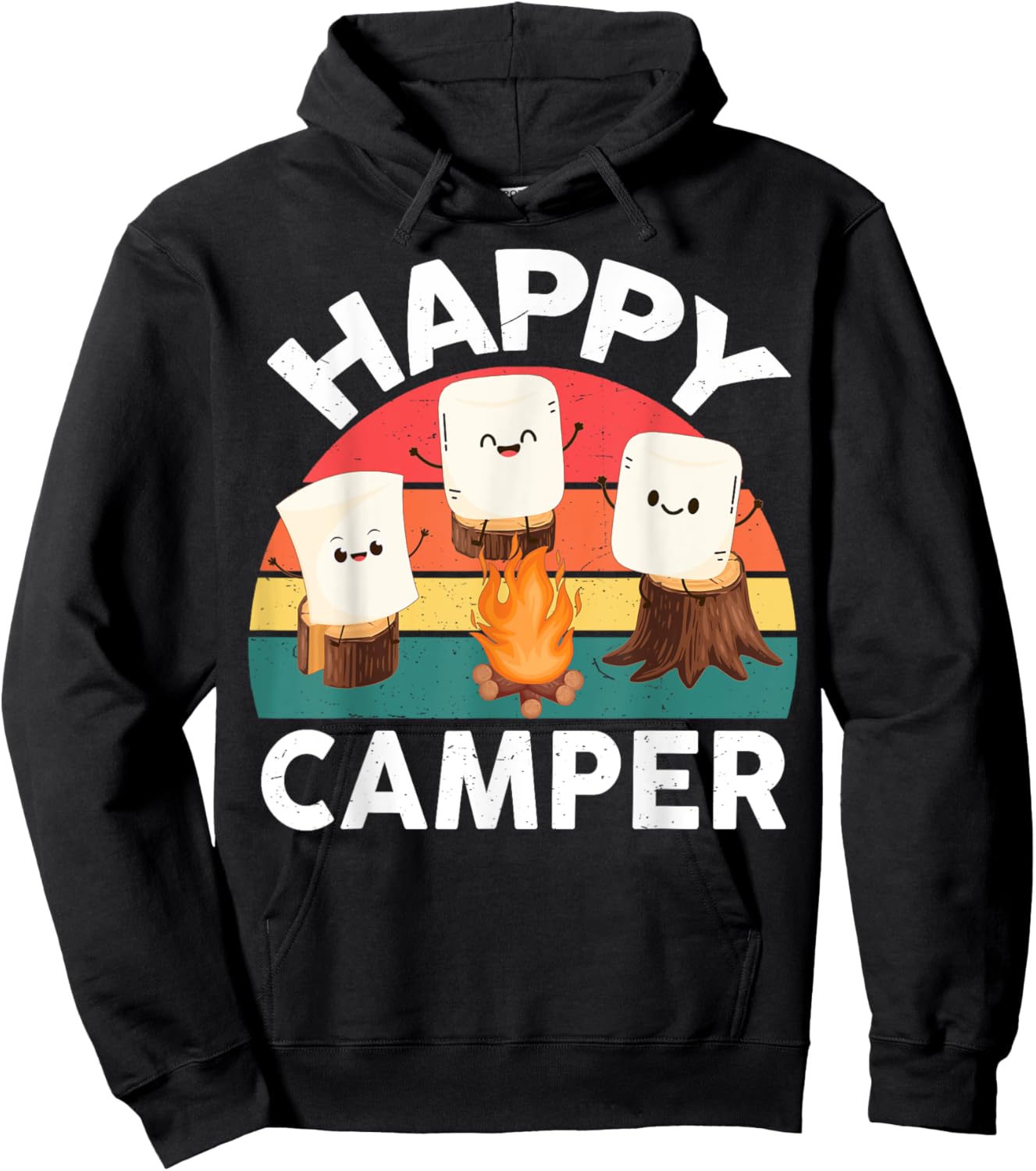 Happy Marshmallow Camper-Shirt Kids Toddler Boy Cute Camping Hoodie - Hoodie | Black