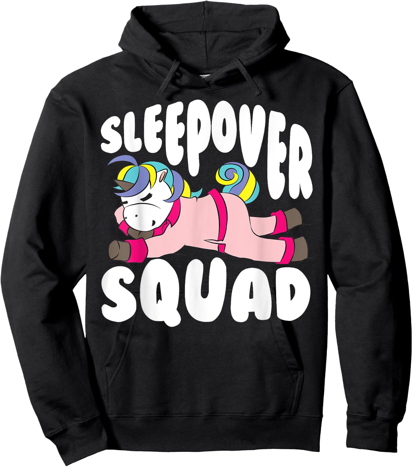 Sleepover Squad Gift | Funny Sleeping Unicorn Slumber Party Hoodie - Hoodie | Black