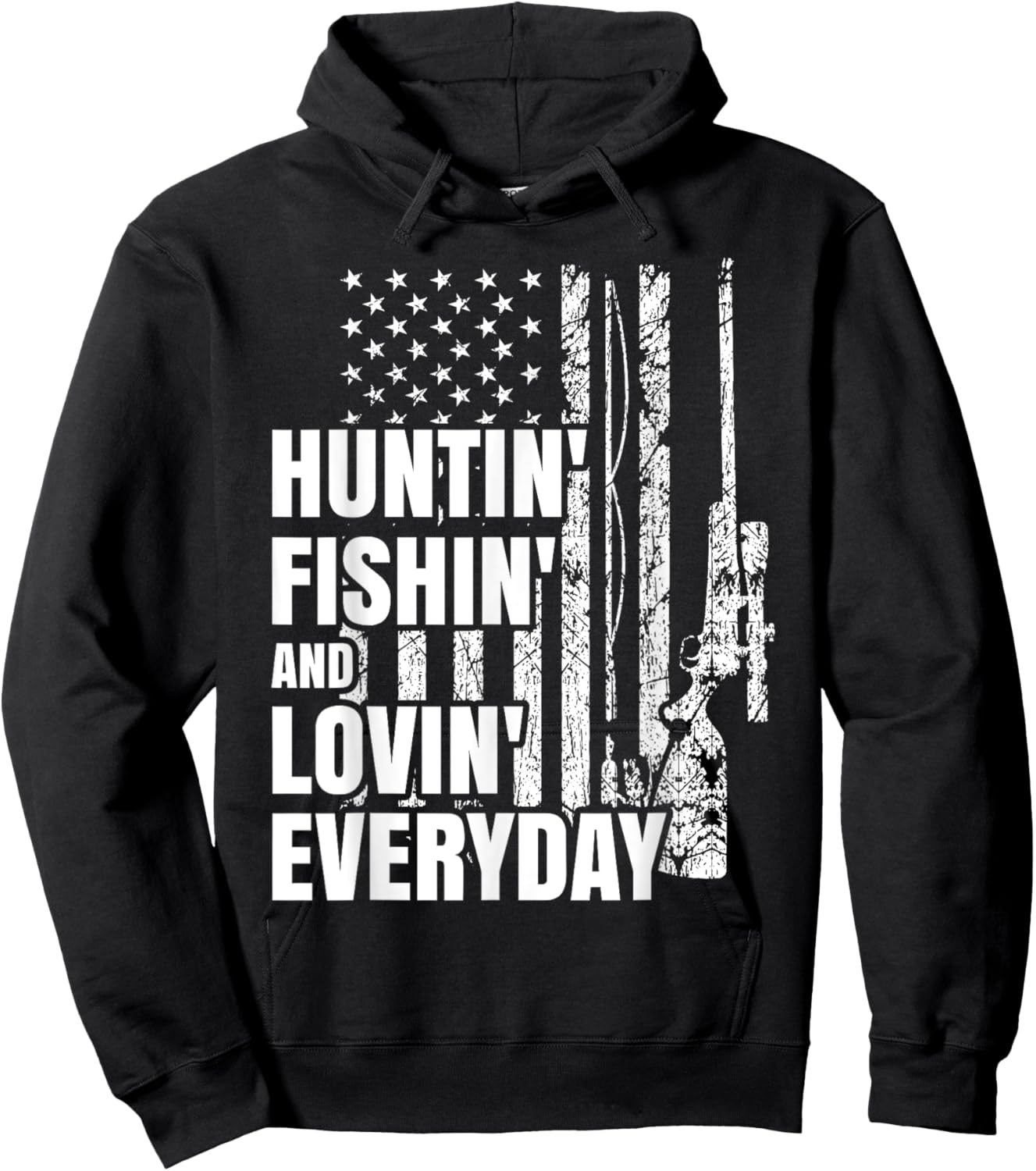 Hunting Fishing Loving Everyday American Deer Hunter Patriot Hoodie - Hoodie | Black