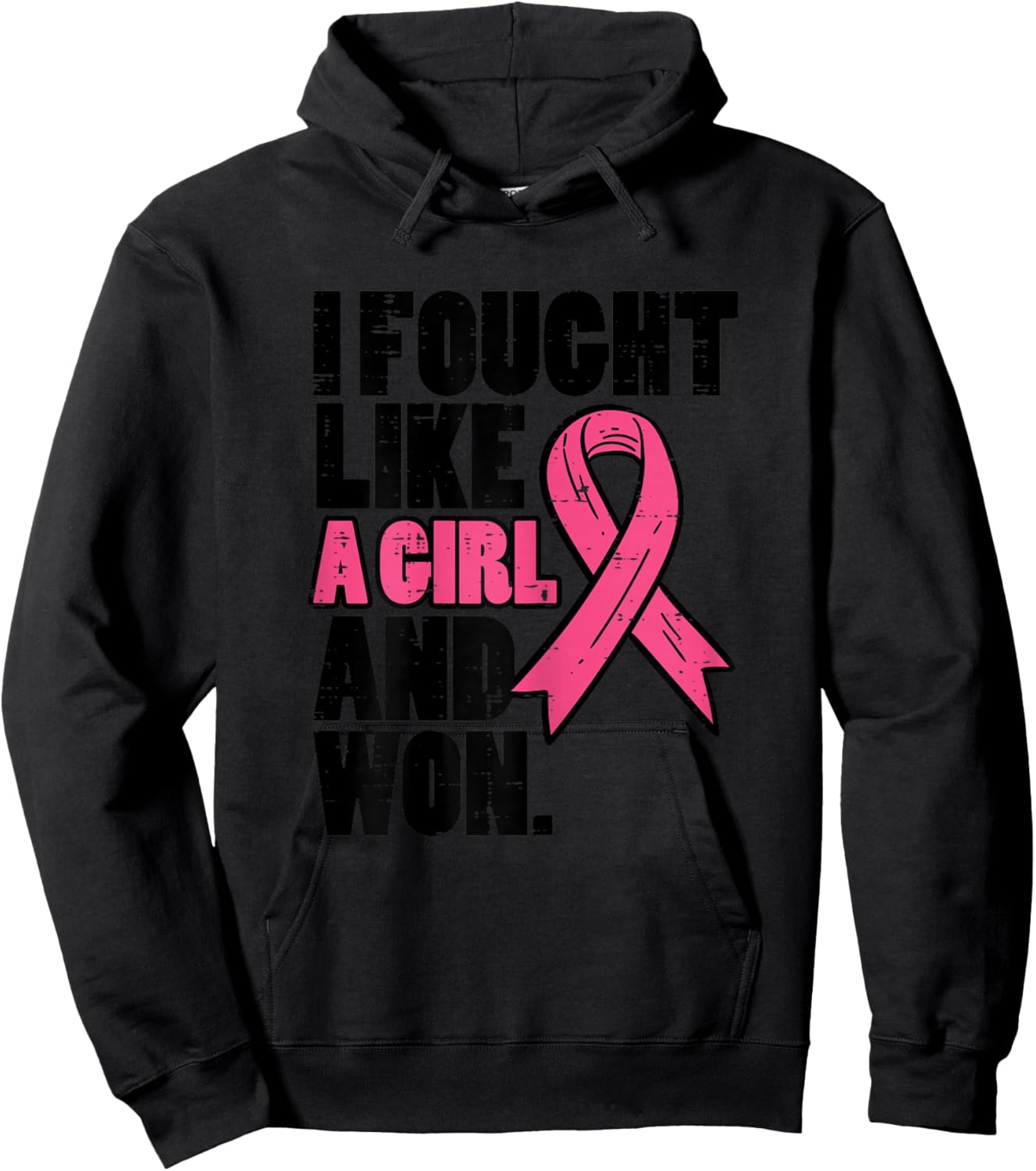 Breast Cancer Fought Like Girl Won Awareness Survivor Women Hoodie - Hoodie | Black