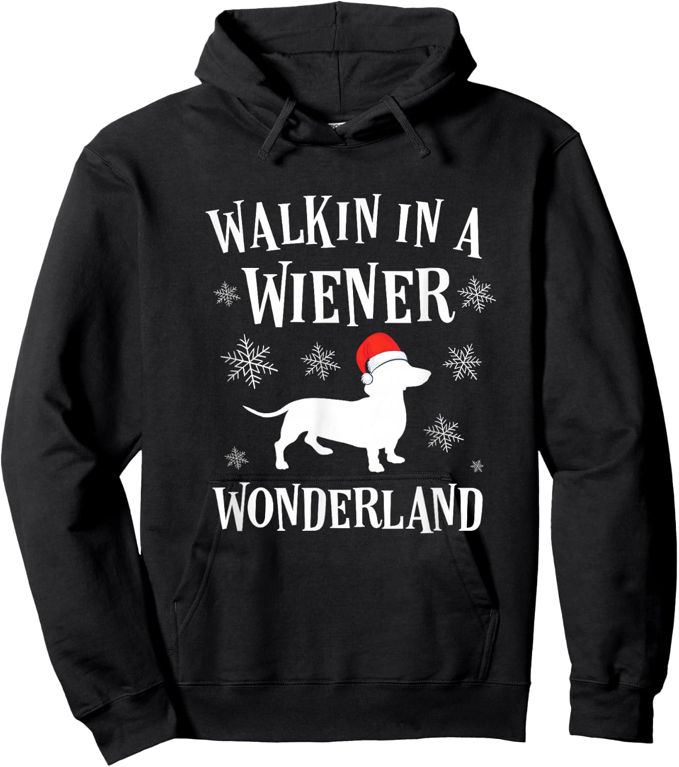 Buncho Gifts Dachshund Christmas Funny Doxie Wiener Wonderland Holiday Hoodie - Hoodie | Black