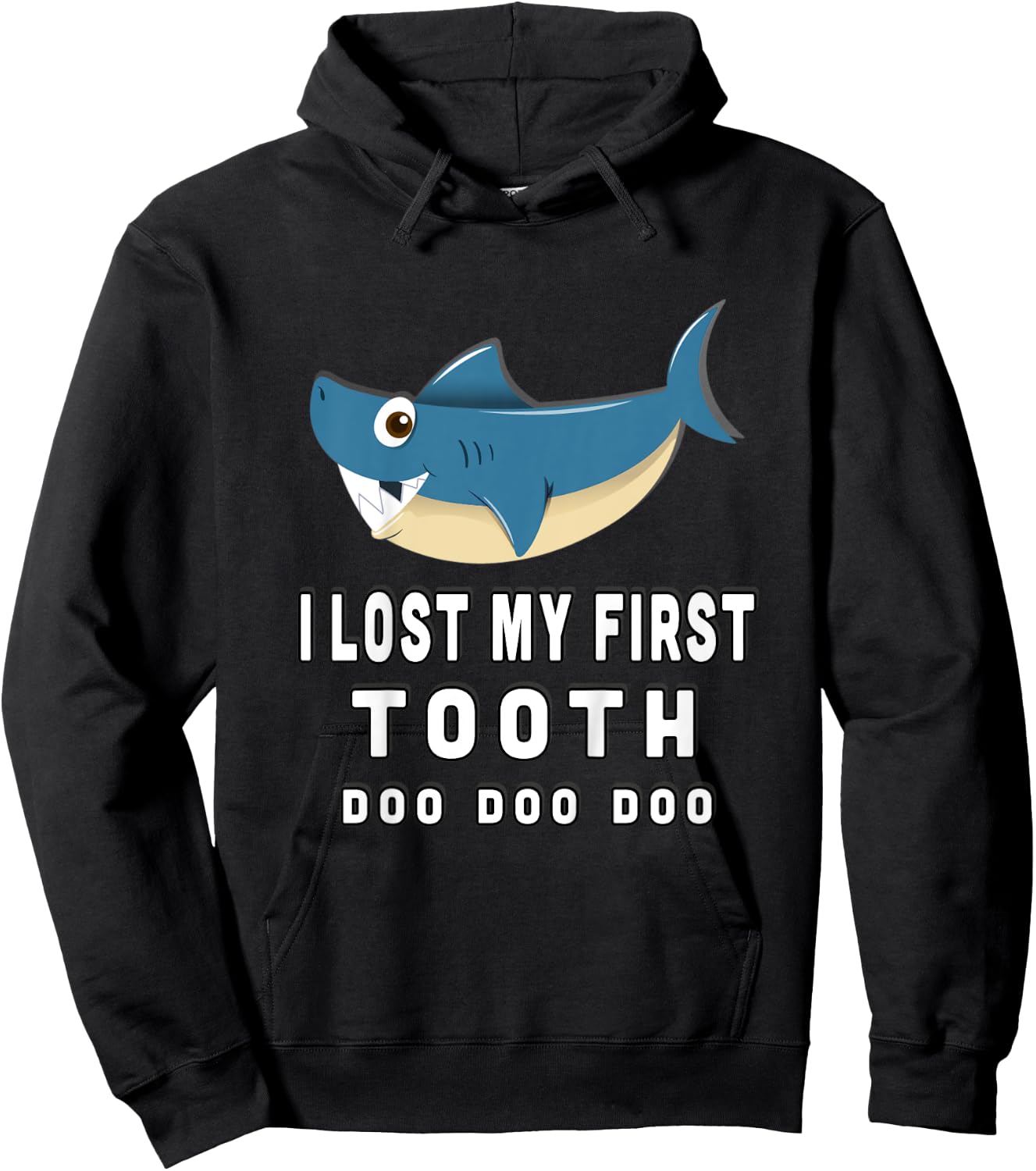 Kids Cute I Lost My First Tooth Shark Shirt Hoodie - Hoodie | Black