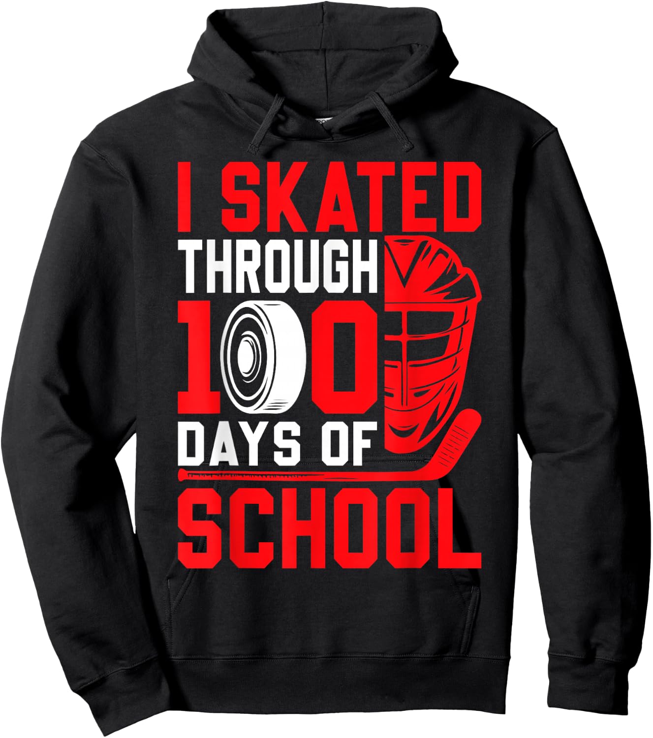 I Skated Through 100 Days of School Ice Hockey 100th Day Hoodie - Hoodie | Black
