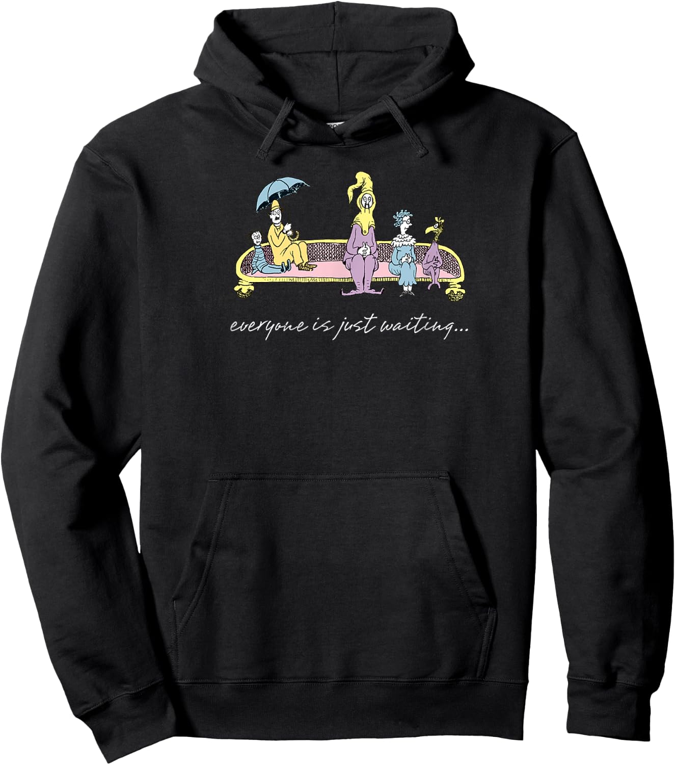 Dr. Seuss Oh the Places You'll Go Everyone is Waiting Black Hoodie - Hoodie | Black