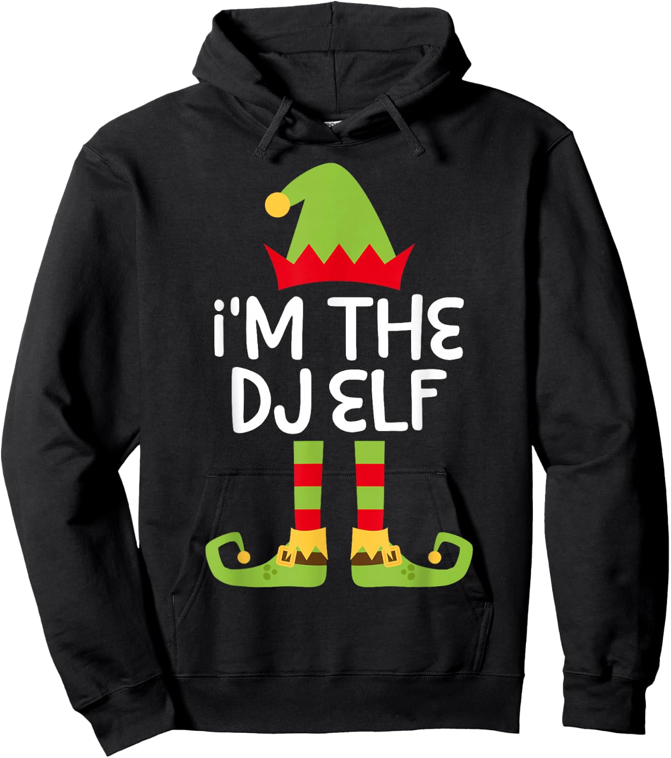 I'm The DJ Elf Shirt Adult Kids Matching Christmas Elf Hoodie - Hoodie | Black