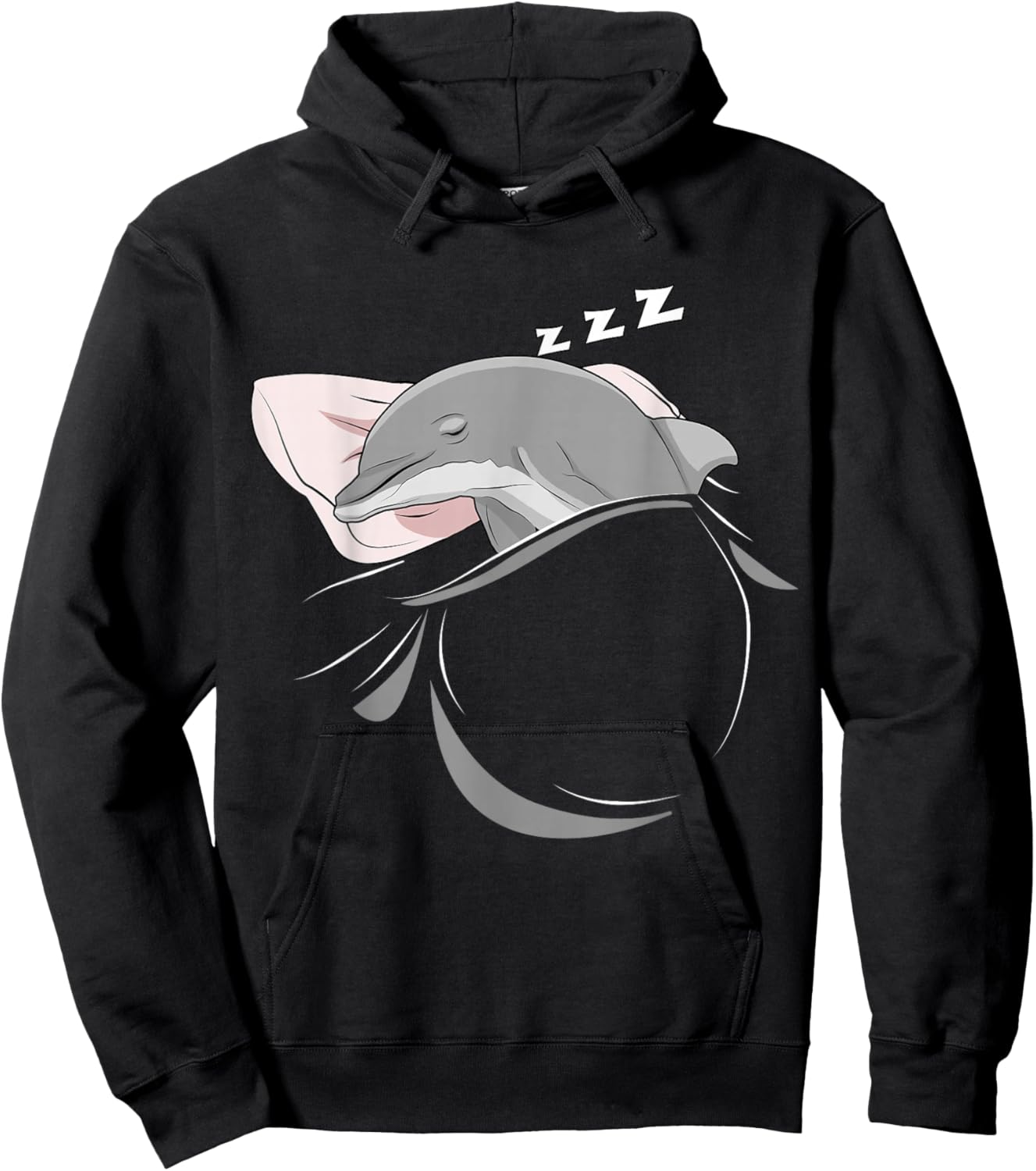 Funny Dolphin Merch , Men & Kids Dolphin Sleeping Animal Pajamas Nap PJs Outfit Gift Dolphin Hoodie - Hoodie | Black