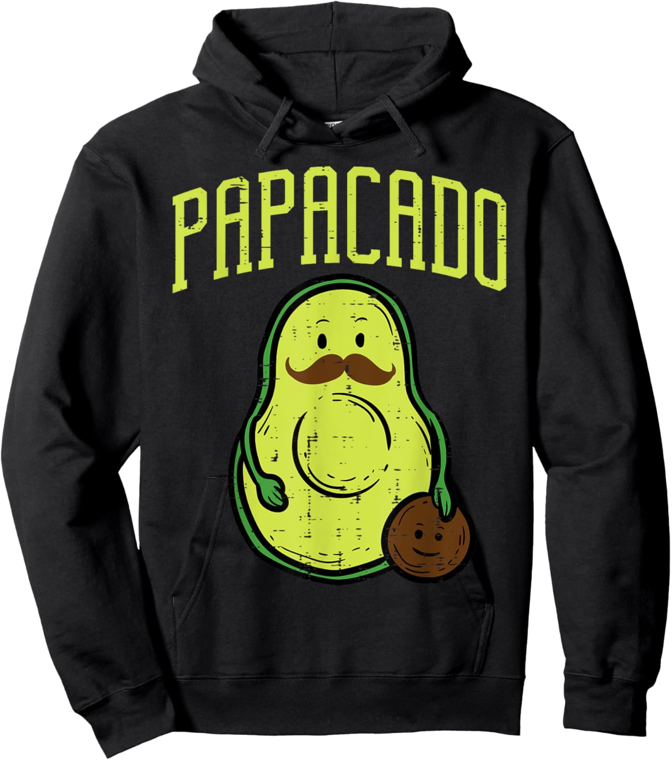 Fathers Day Papacado Papa Avocado Funny Vegan Guacamole Dad Hoodie - Hoodie | Black
