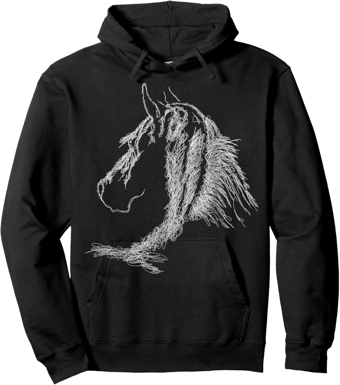Horse Head Scribble Black Art Face for Lover Horses Taming Hoodie - Hoodie | Black
