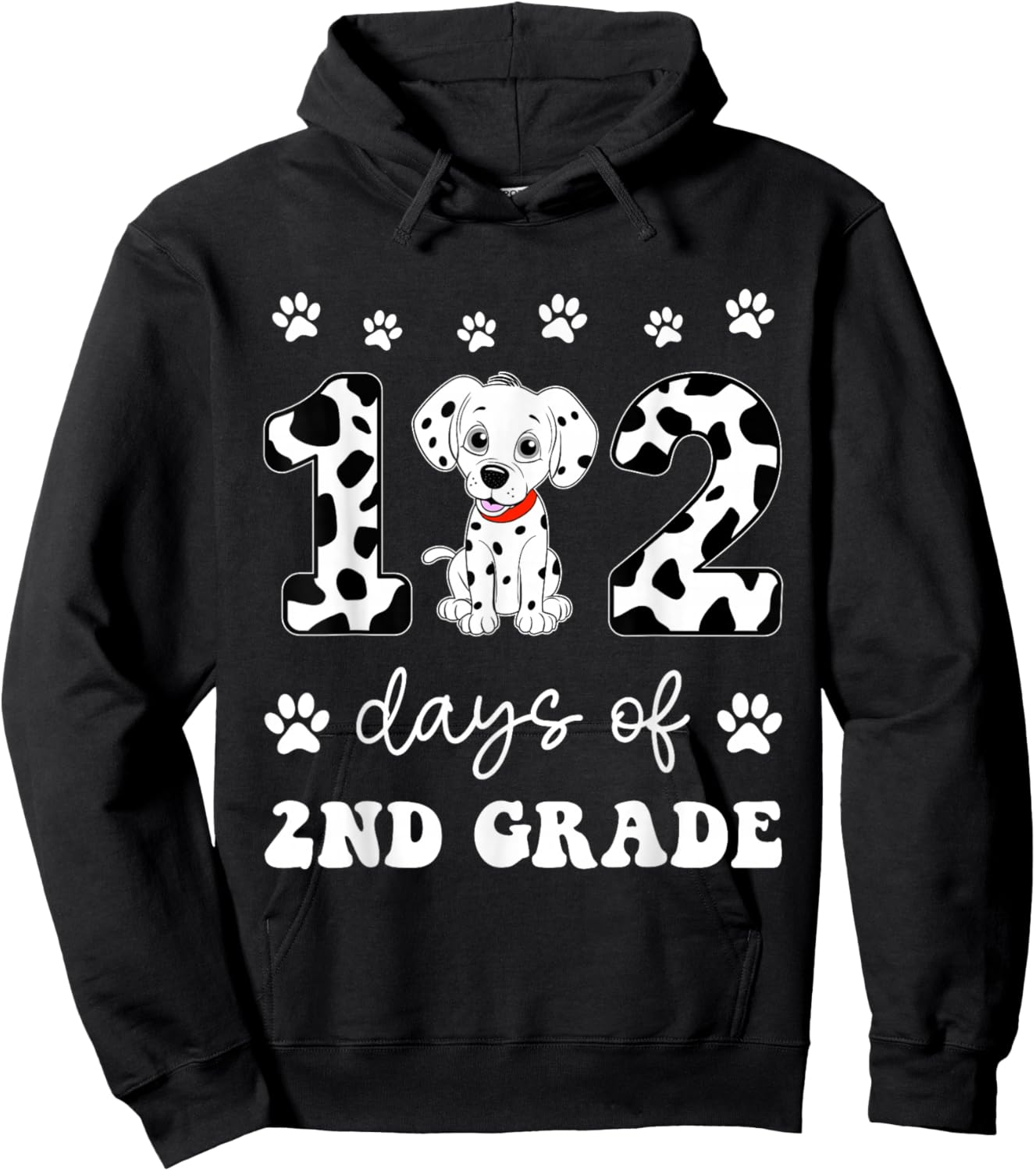102 Day Of 2nd Grade 100 Days Smarter Dalmatian Dog Lovers Women Girls Kids Hoodie - Hoodie | Black