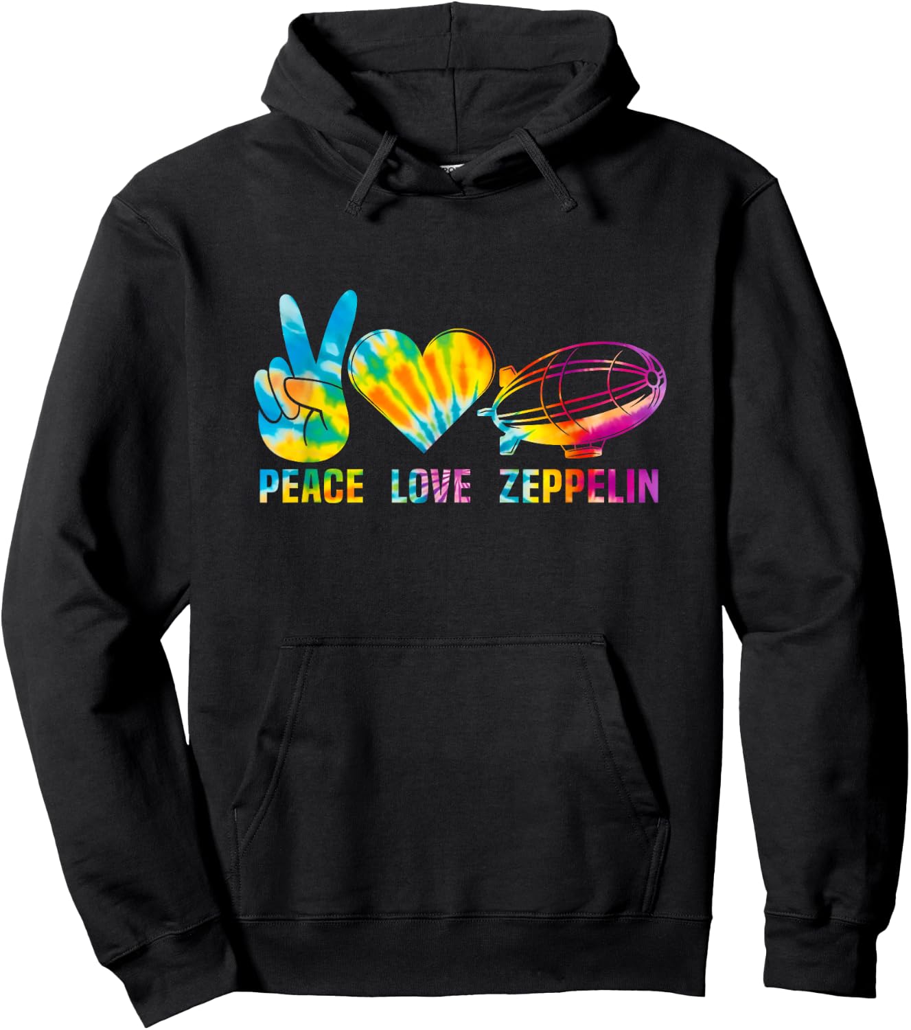 Tie Dye Dirigible Airship Blimp Zepelin Peace Love Zeppelin Hoodie - Hoodie | Black
