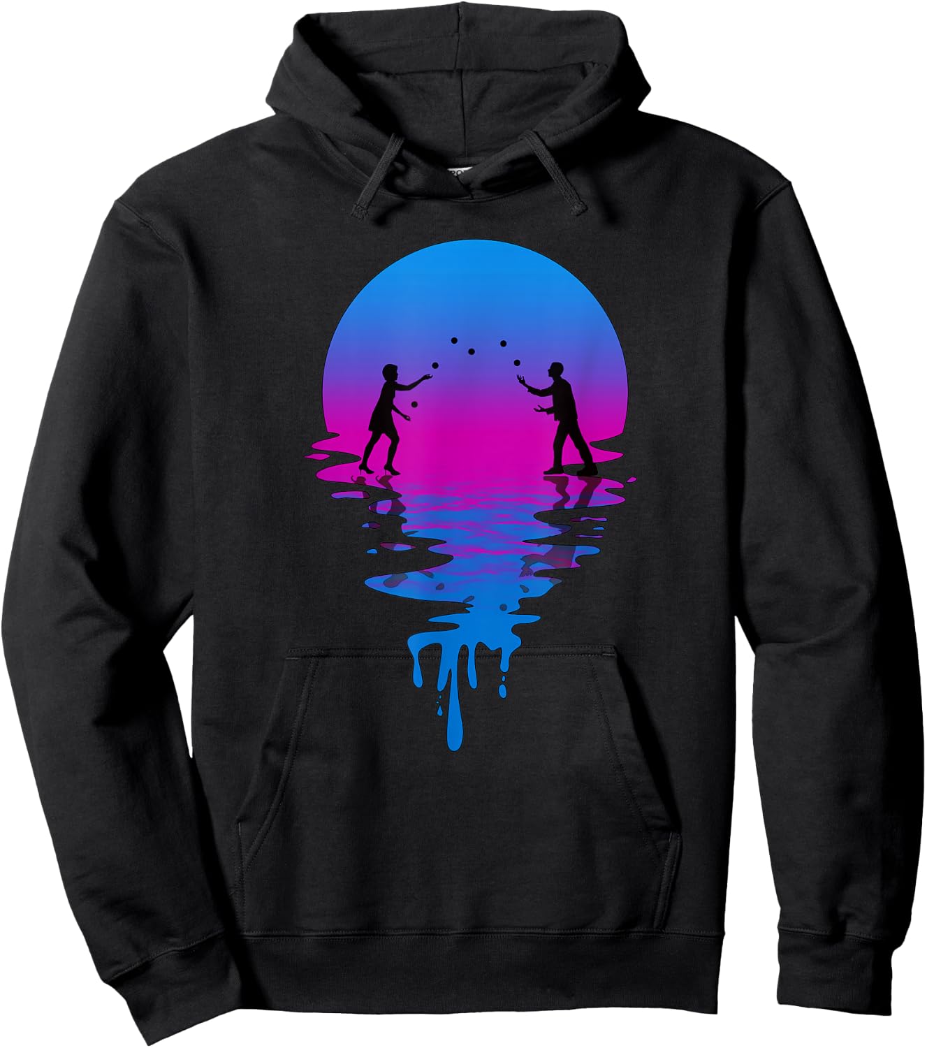 Vintage Retro Sunset Juggling Hoodie - Hoodie | Black