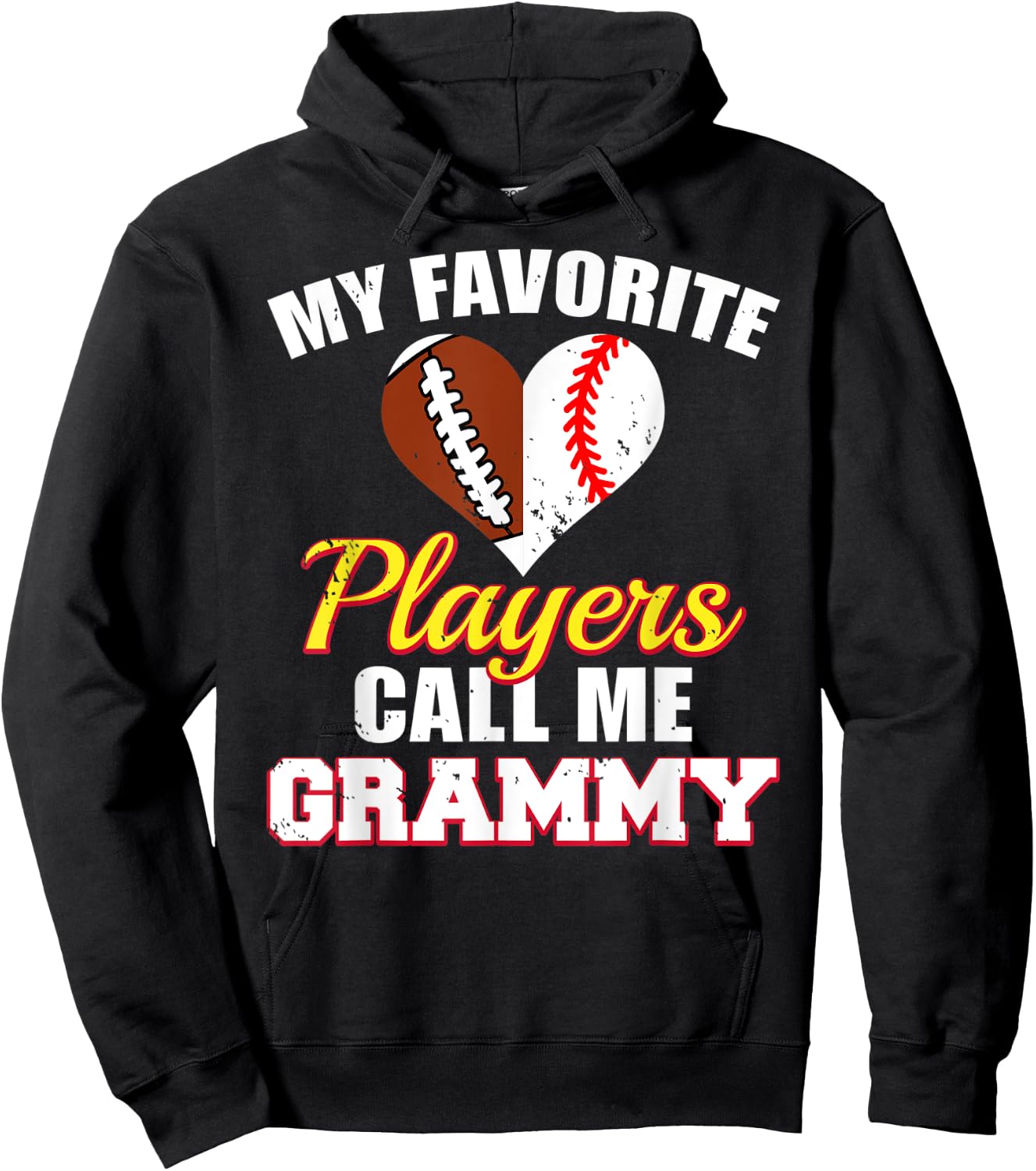 My Favorite Players Call Me Grammy Football Baseball Grammy Hoodie - Hoodie | Black