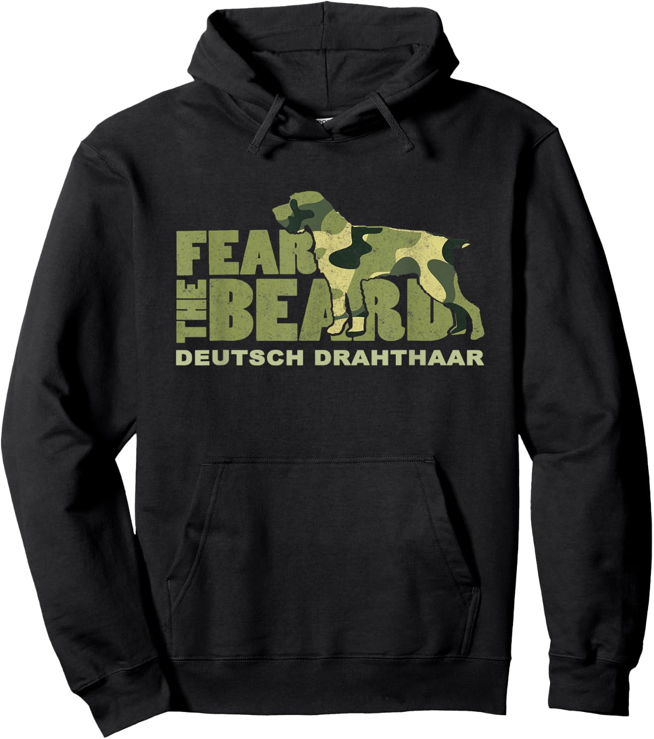 Fear the Beard - Camo Deutsch Drahthaar Hunting Dog Women Kids Hoodie - Hoodie | Black