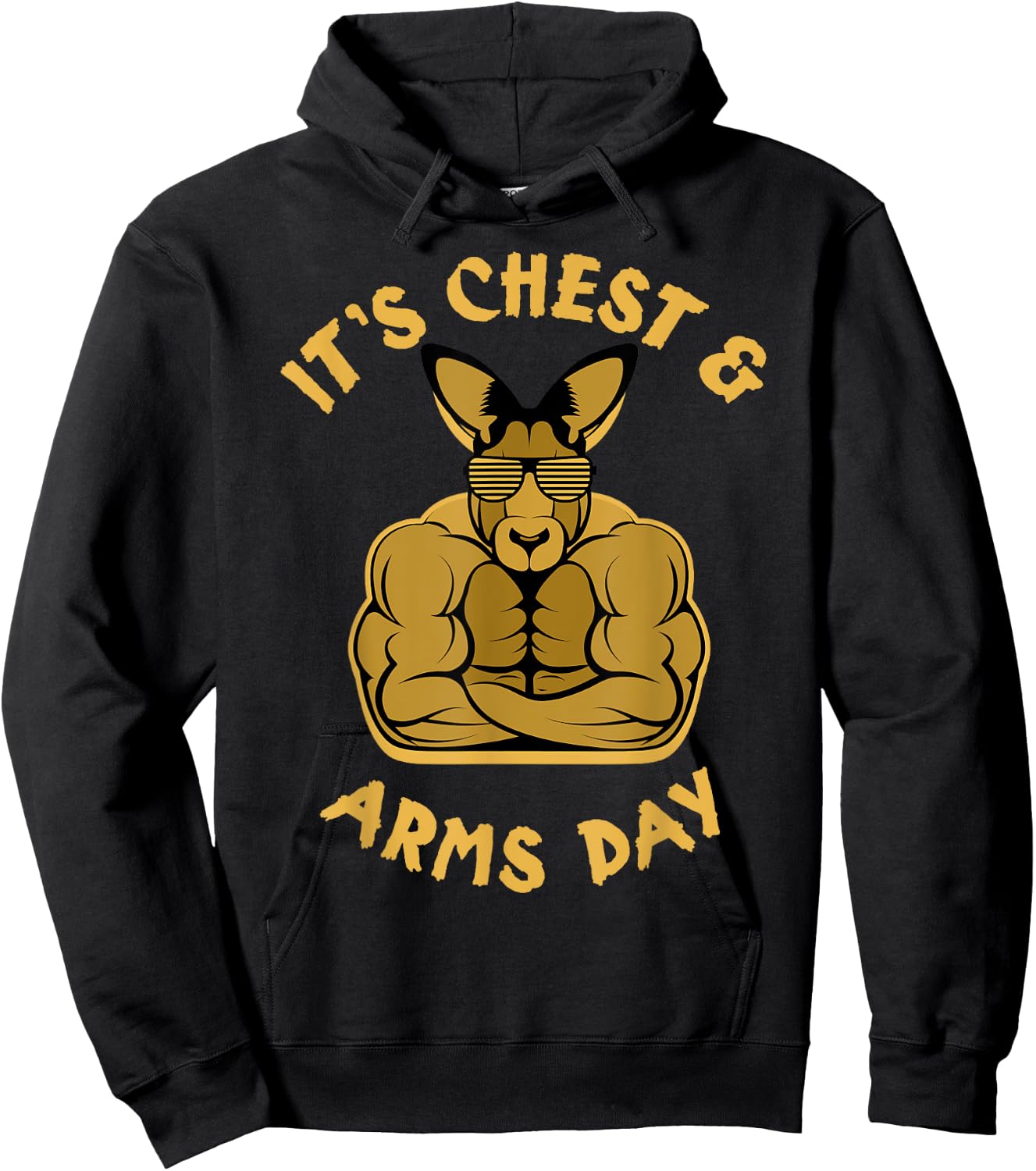 Weight Lifting Chest Arms Day Kangaroo Muscles Glasses Gift Hoodie - Hoodie | Black